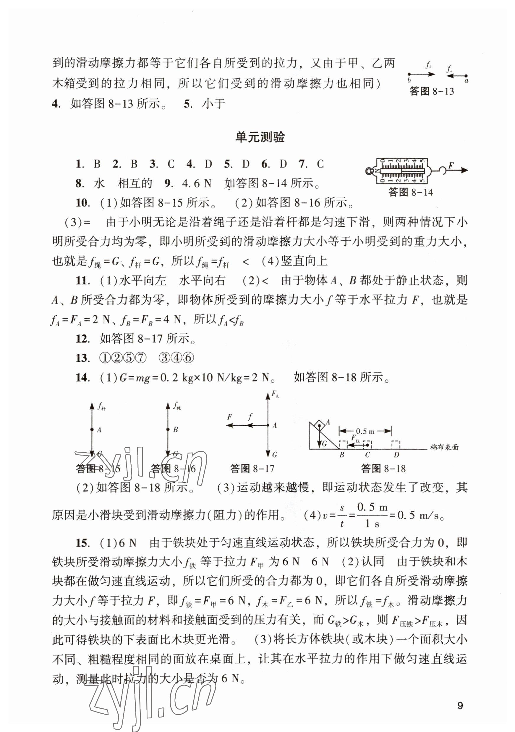 2023年陽(yáng)光學(xué)業(yè)評(píng)價(jià)八年級(jí)物理下冊(cè)人教版 參考答案第9頁(yè)