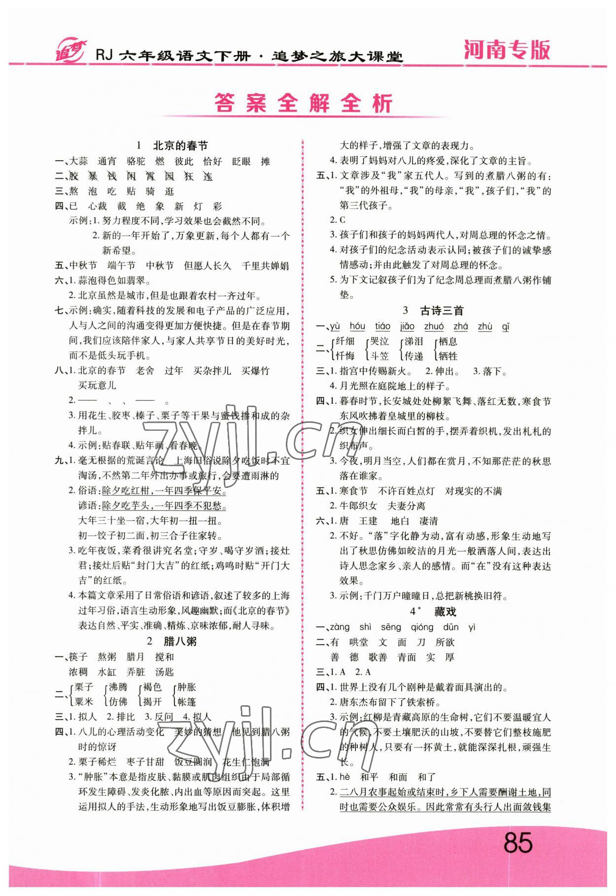 2023年追夢之旅大課堂六年級(jí)語文下冊(cè)人教版河南專版 第1頁