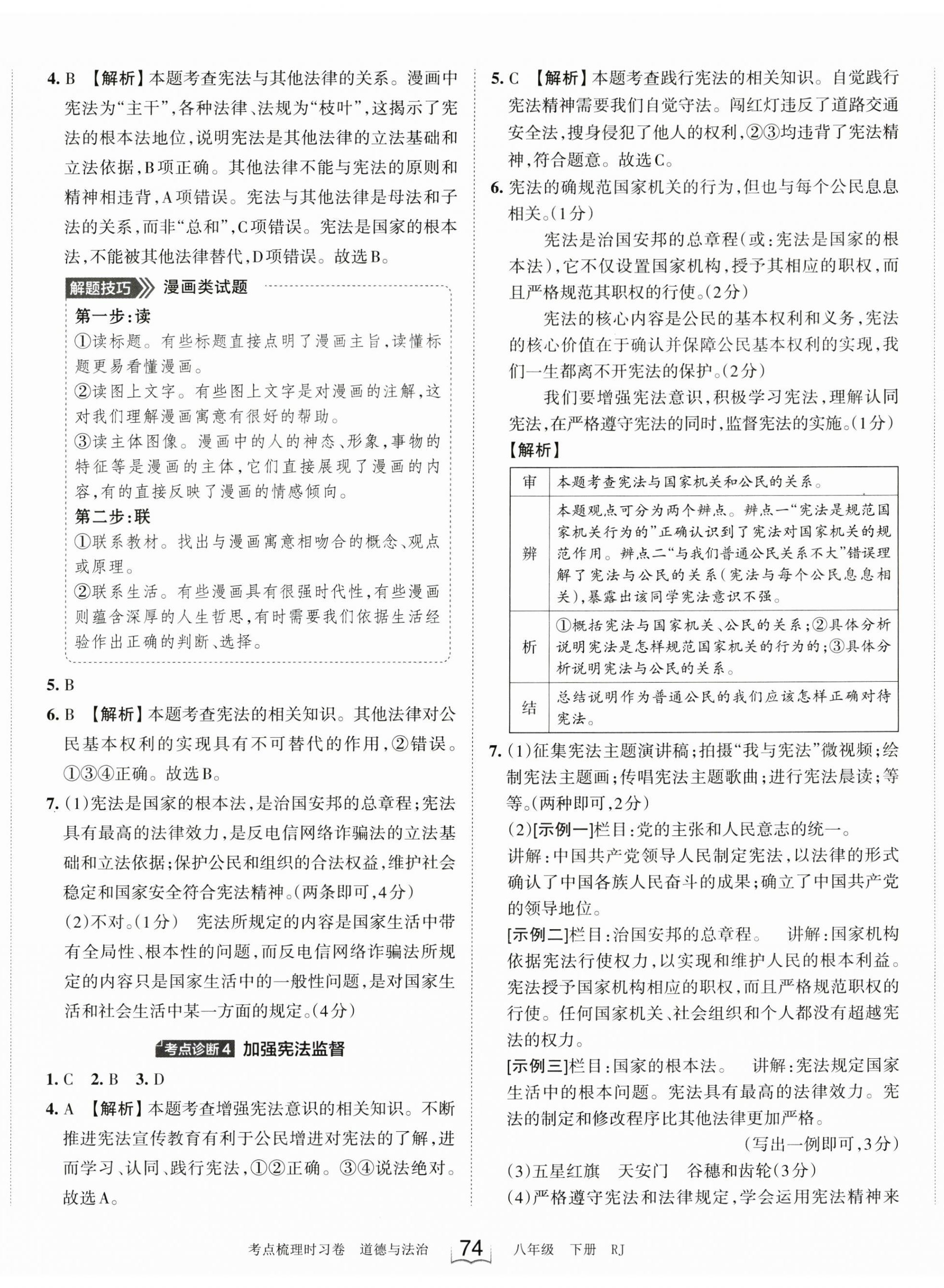 2023年王朝霞考點(diǎn)梳理時(shí)習(xí)卷八年級(jí)道德與法治下冊(cè)人教版 參考答案第2頁