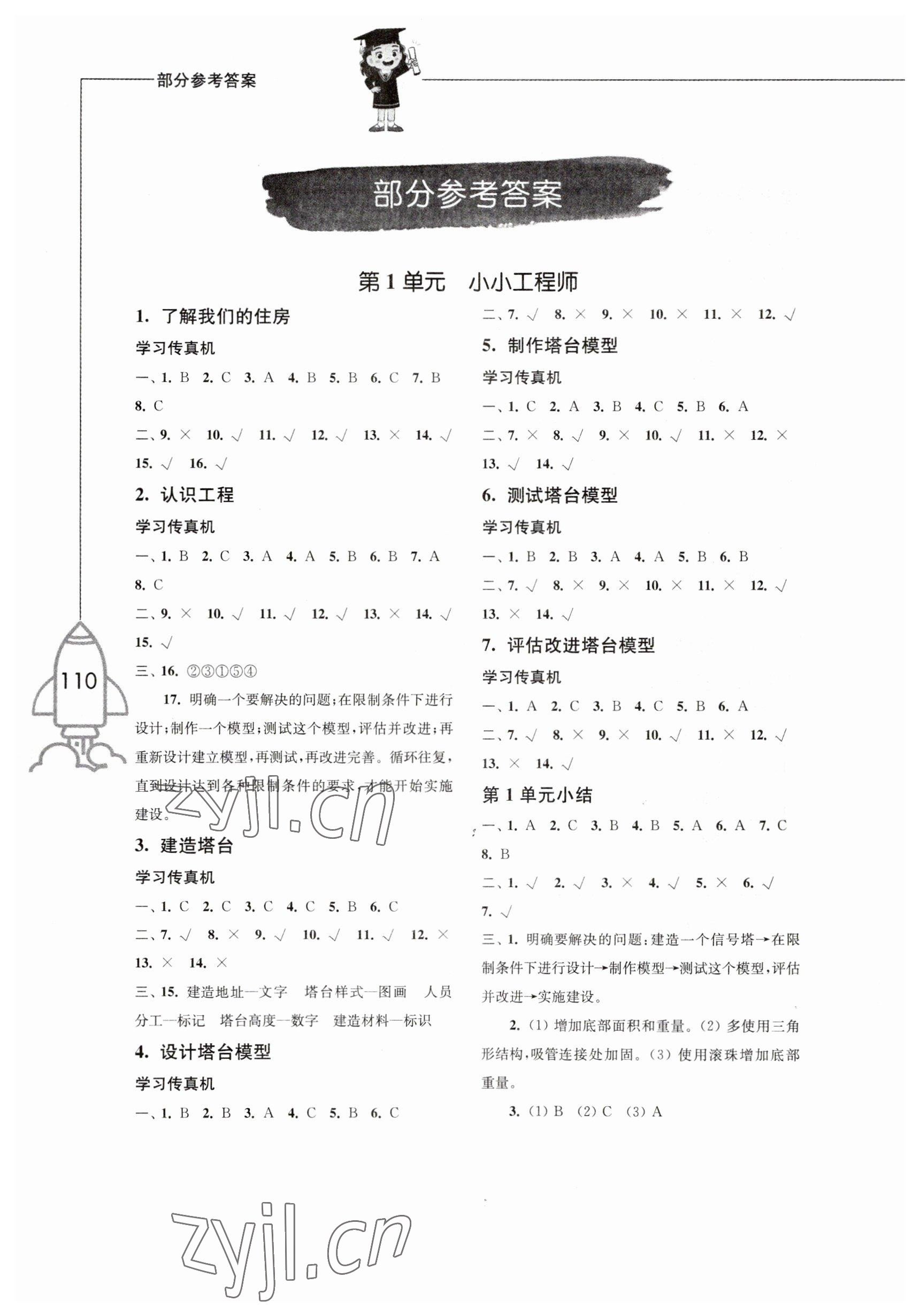 2023年小學(xué)科學(xué)習(xí)作六年級(jí)下冊(cè)教科版增強(qiáng)版 參考答案第1頁