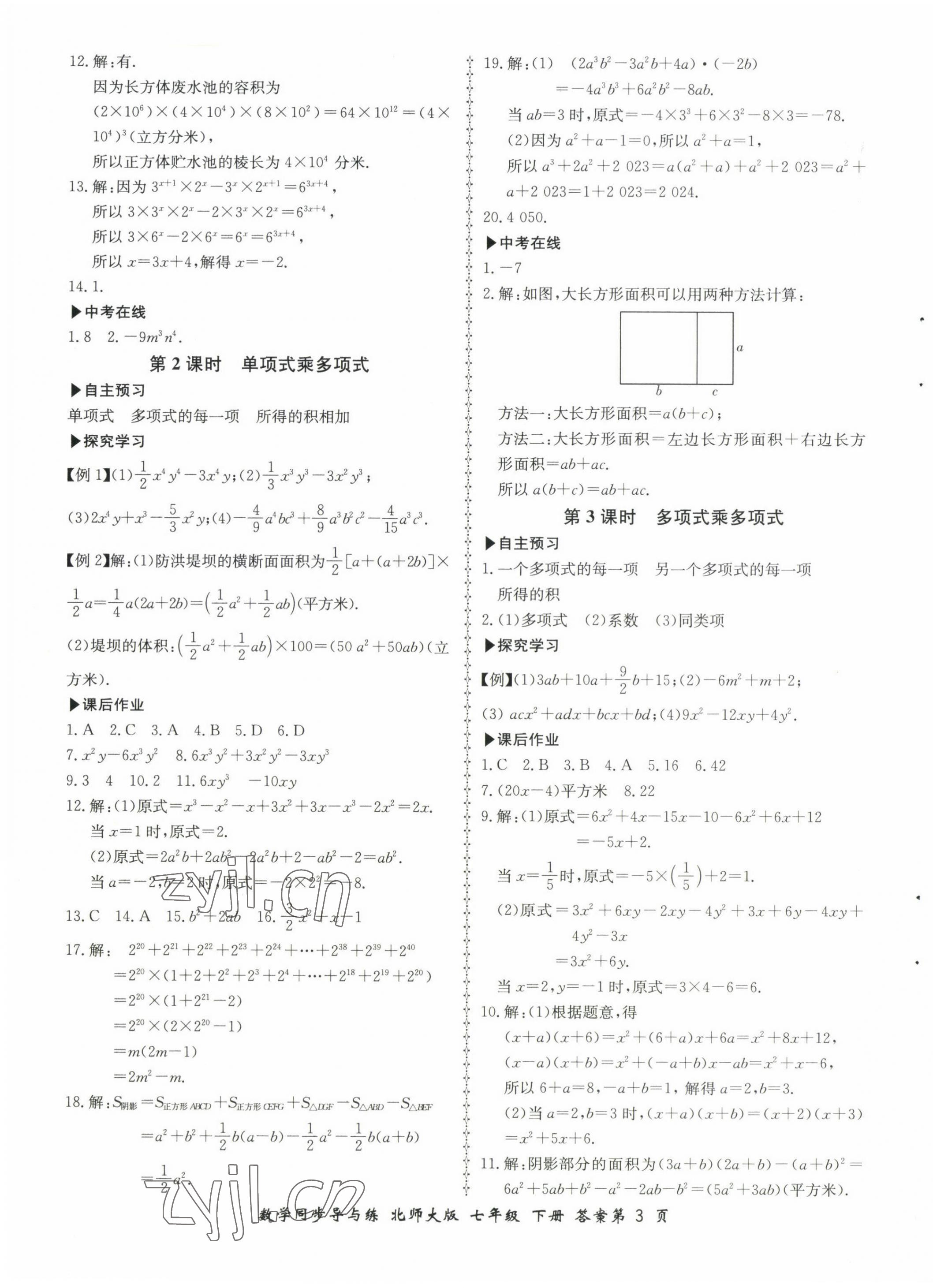 2023年新學(xué)案同步導(dǎo)與練七年級數(shù)學(xué)下冊北師大版 第3頁