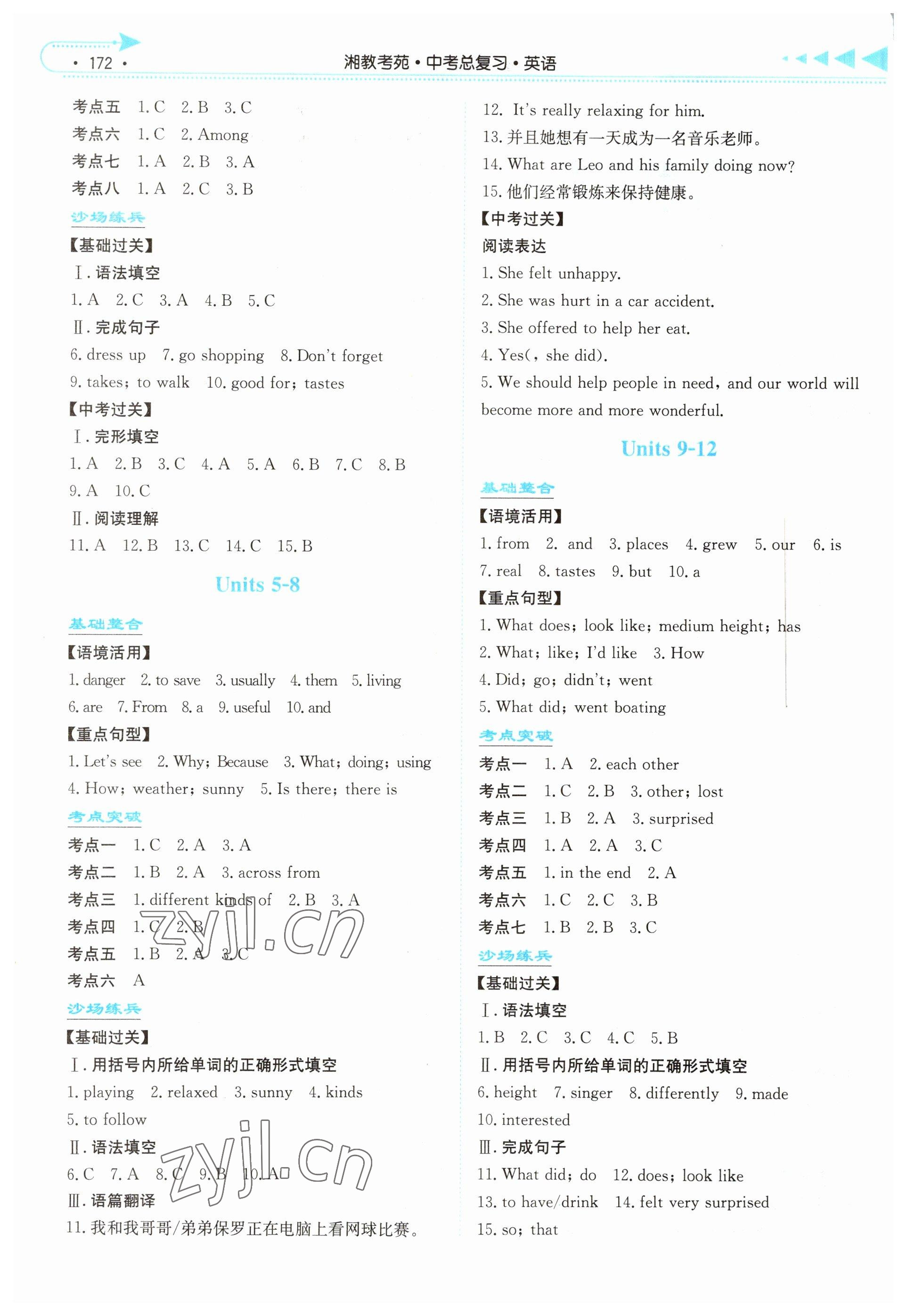 2023年湘教考苑中考總復(fù)習(xí)英語湘西專版 第2頁