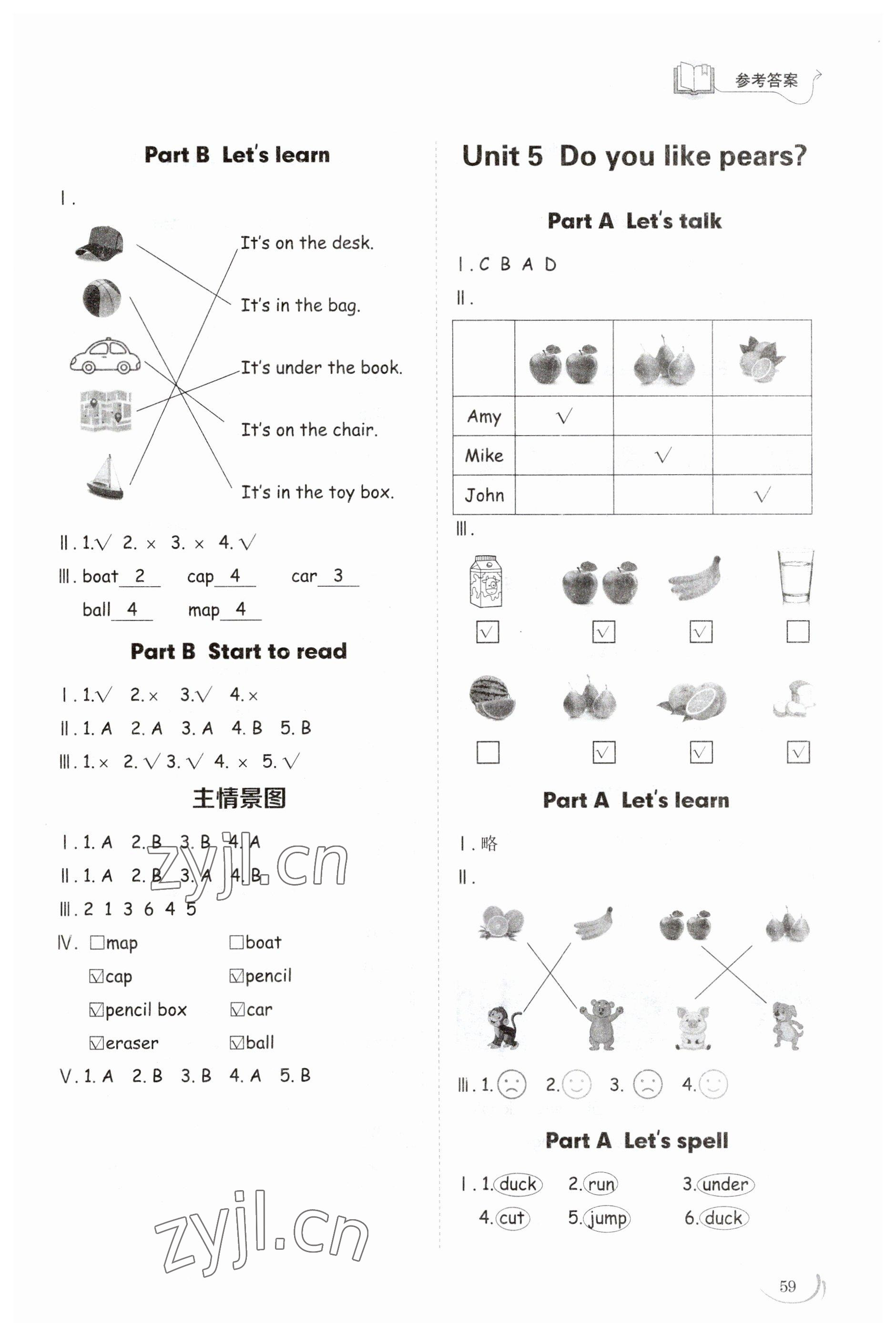 2023年小學同步練習冊三年級英語下冊人教版山東科學技術出版社 參考答案第4頁