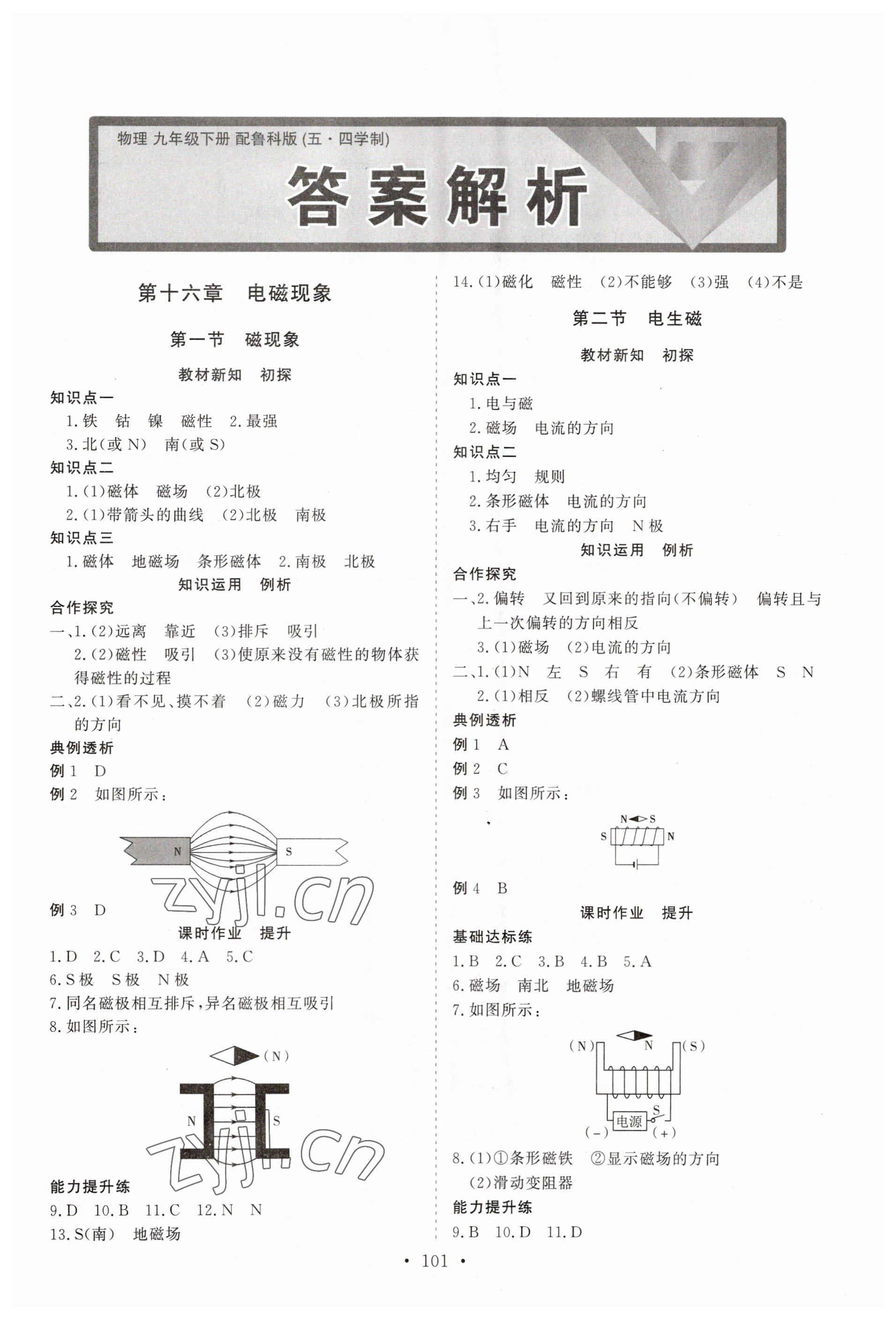 2023年同步練習(xí)冊山東人民出版社九年級物理下冊魯科版54制 第1頁