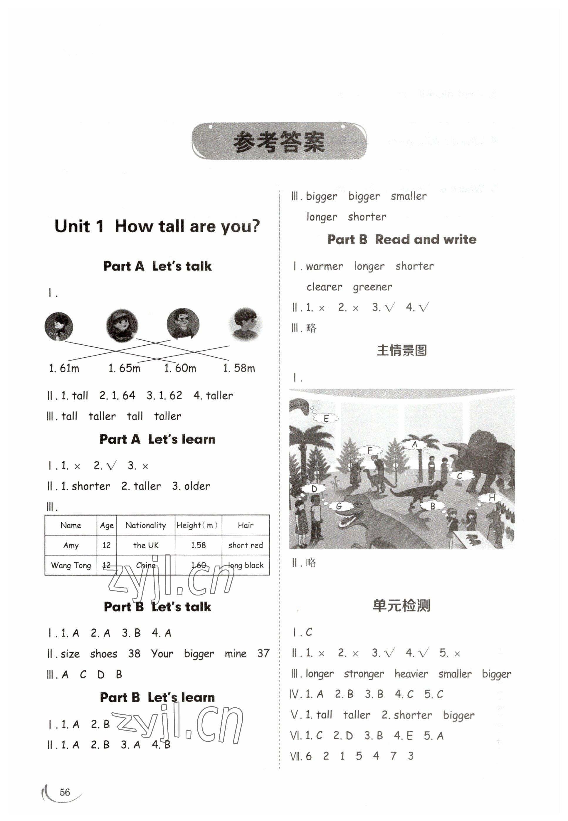 2023年同步练习册山东科学技术出版社六年级英语下册人教版 参考答案第1页