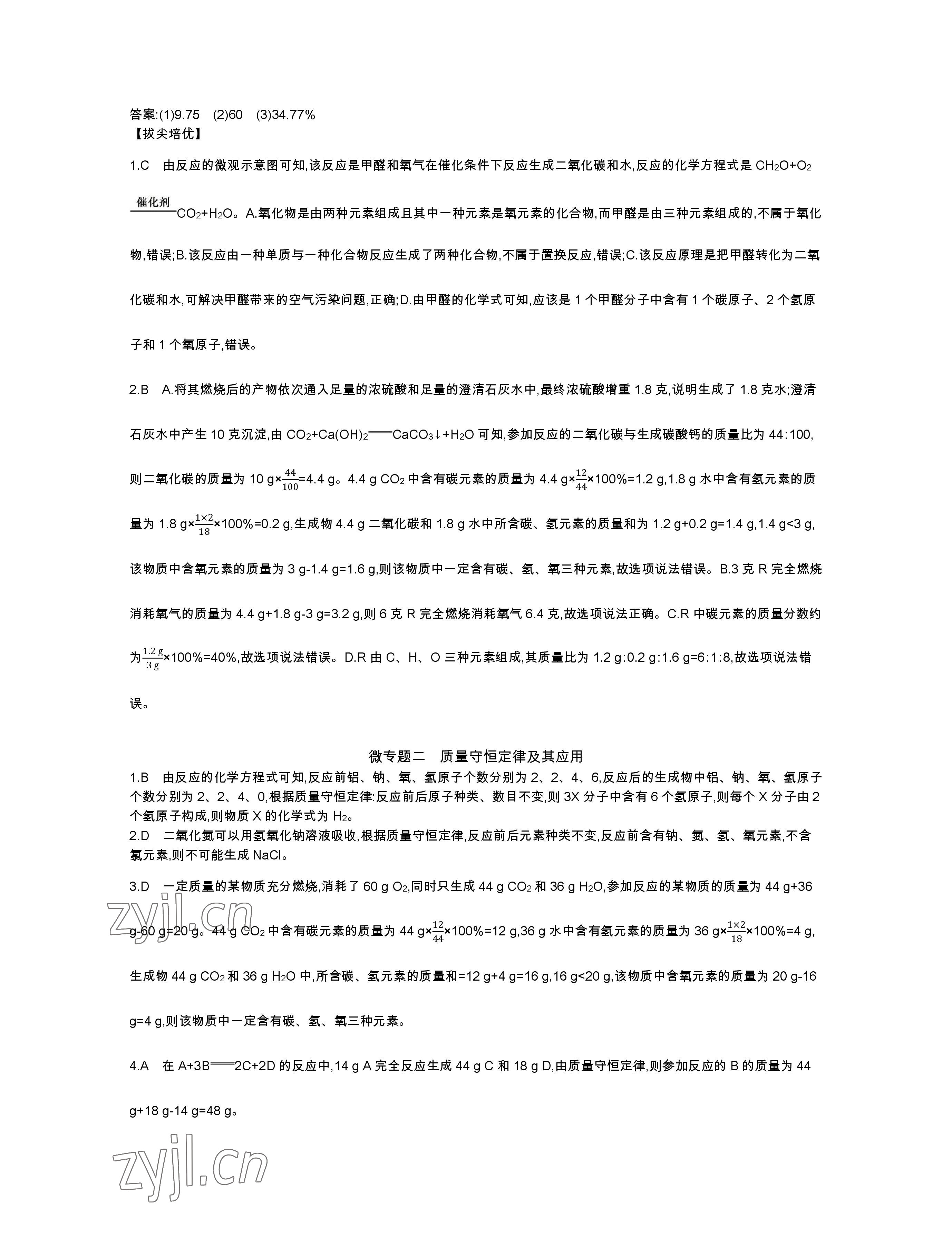 2023年世纪金榜金榜中考化学邵阳专版 参考答案第25页