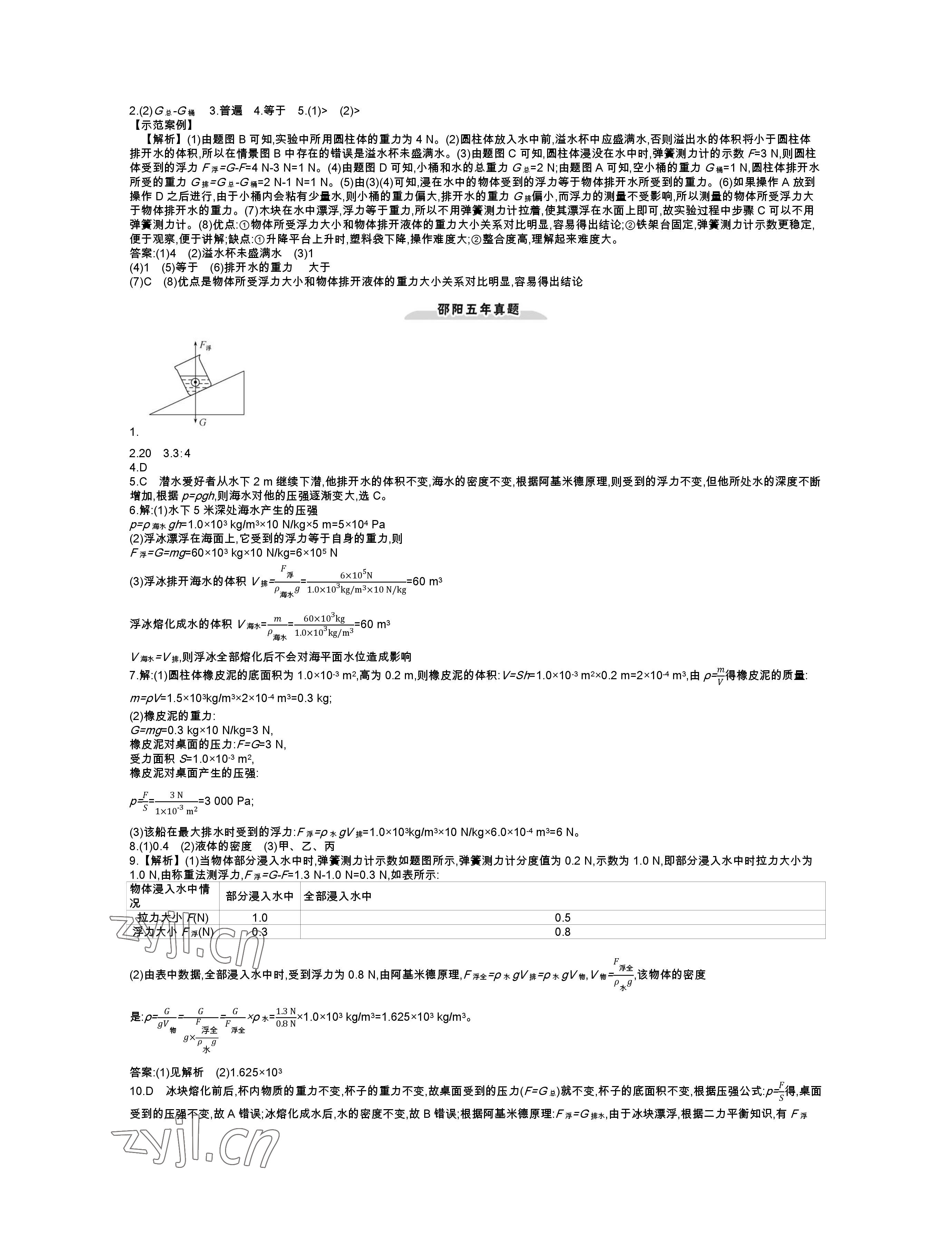 2023年世纪金榜金榜中考物理人教版邵阳专版 参考答案第22页