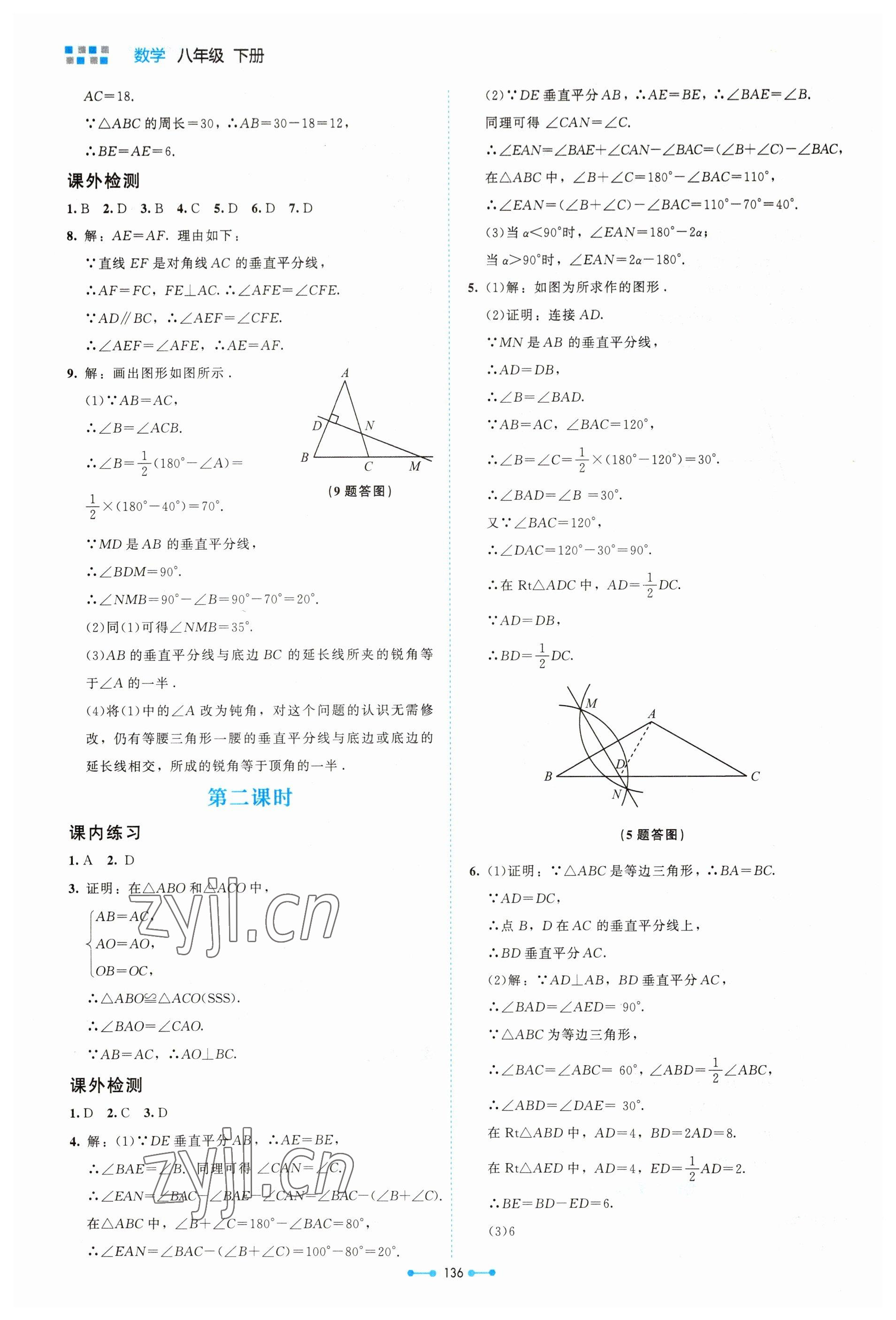 2023年伴你學(xué)北京師范大學(xué)出版社八年級數(shù)學(xué)下冊北師大版 參考答案第5頁