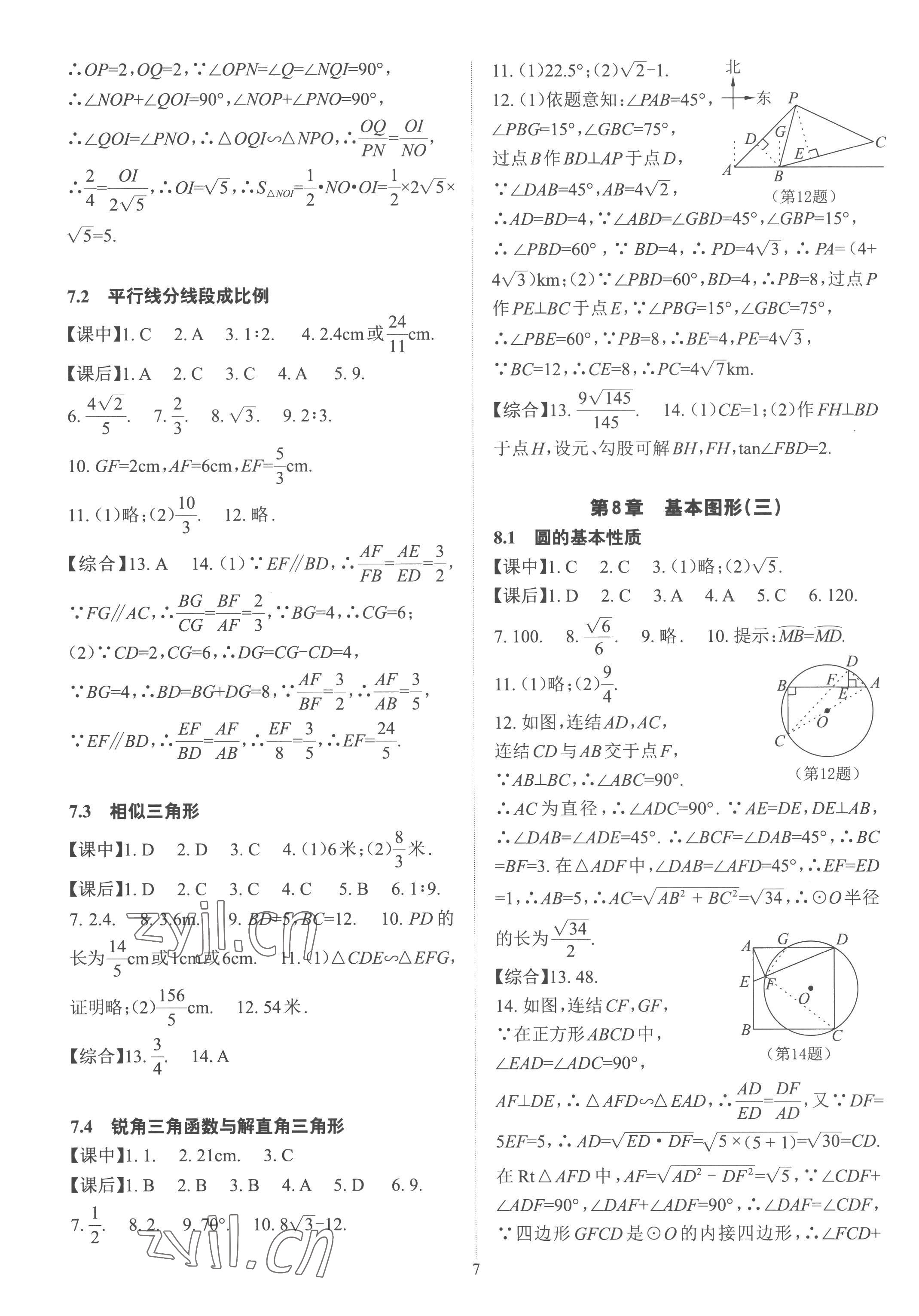 2023年數(shù)學(xué)學(xué)習(xí)與研究中考總復(fù)習(xí) 參考答案第7頁