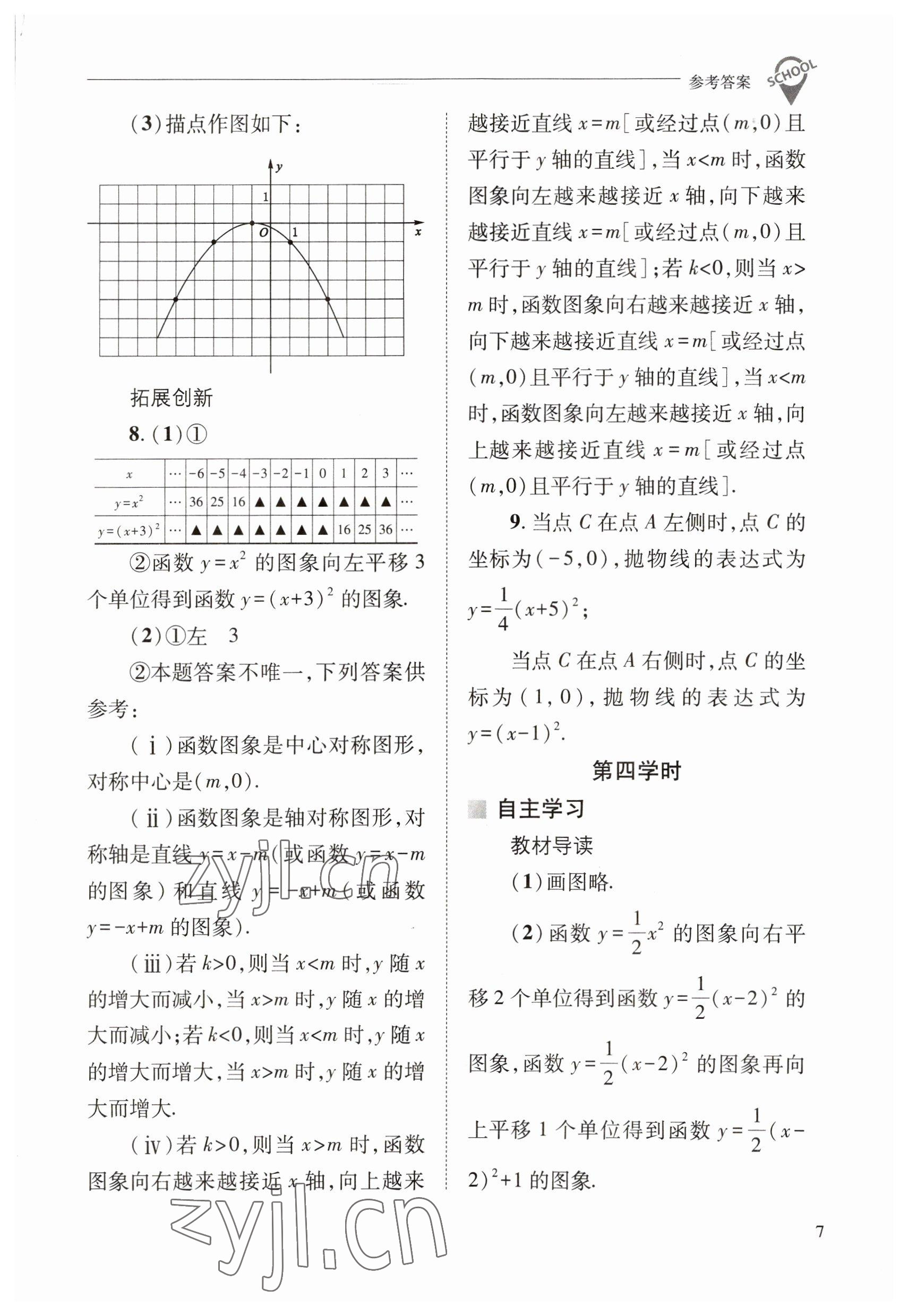 2023年新课程问题解决导学方案九年级数学下册华师大版 参考答案第7页