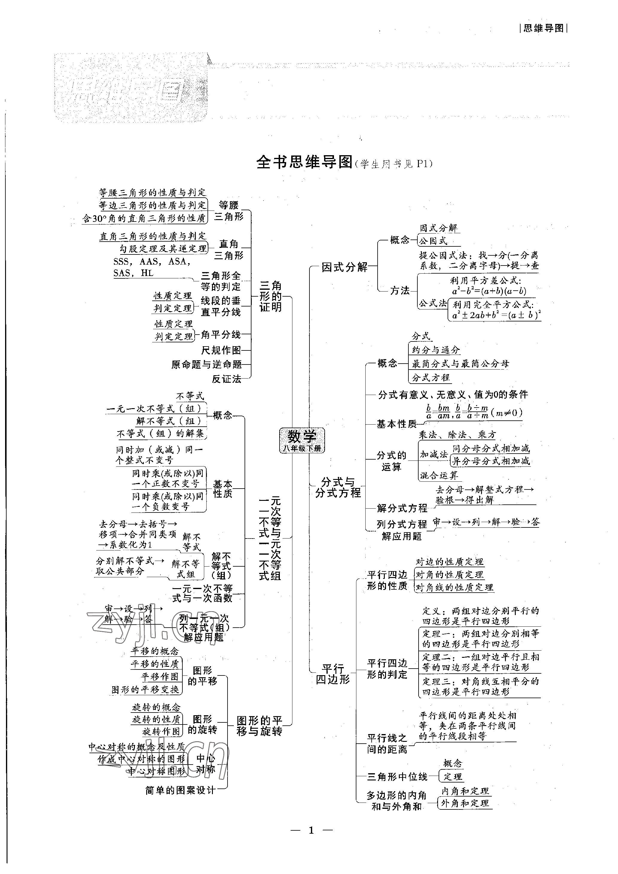 2023年課內(nèi)達標同步學案初數(shù)一號八年級數(shù)學下冊北師大版 參考答案第1頁