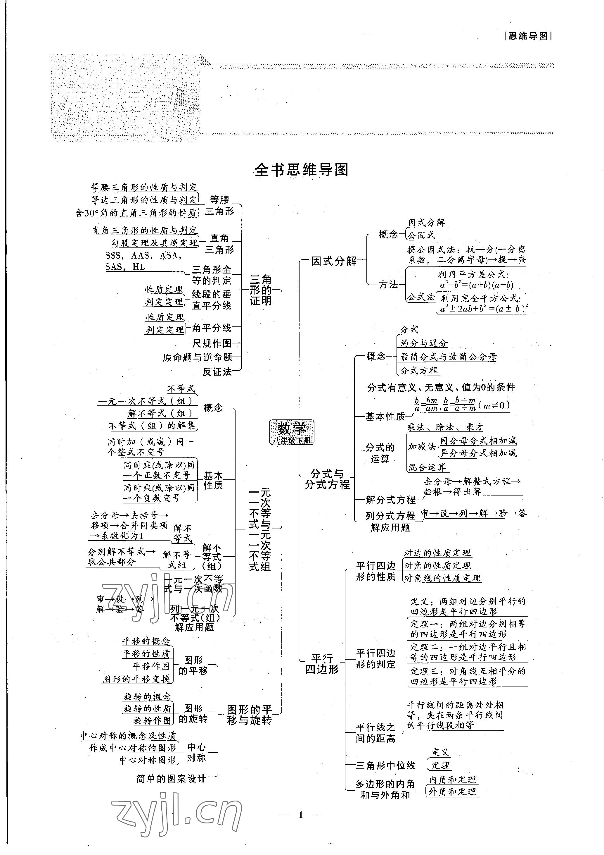 2023年課外培優(yōu)分層訓(xùn)練初數(shù)一號八年級數(shù)學(xué)下冊北師大版 參考答案第1頁