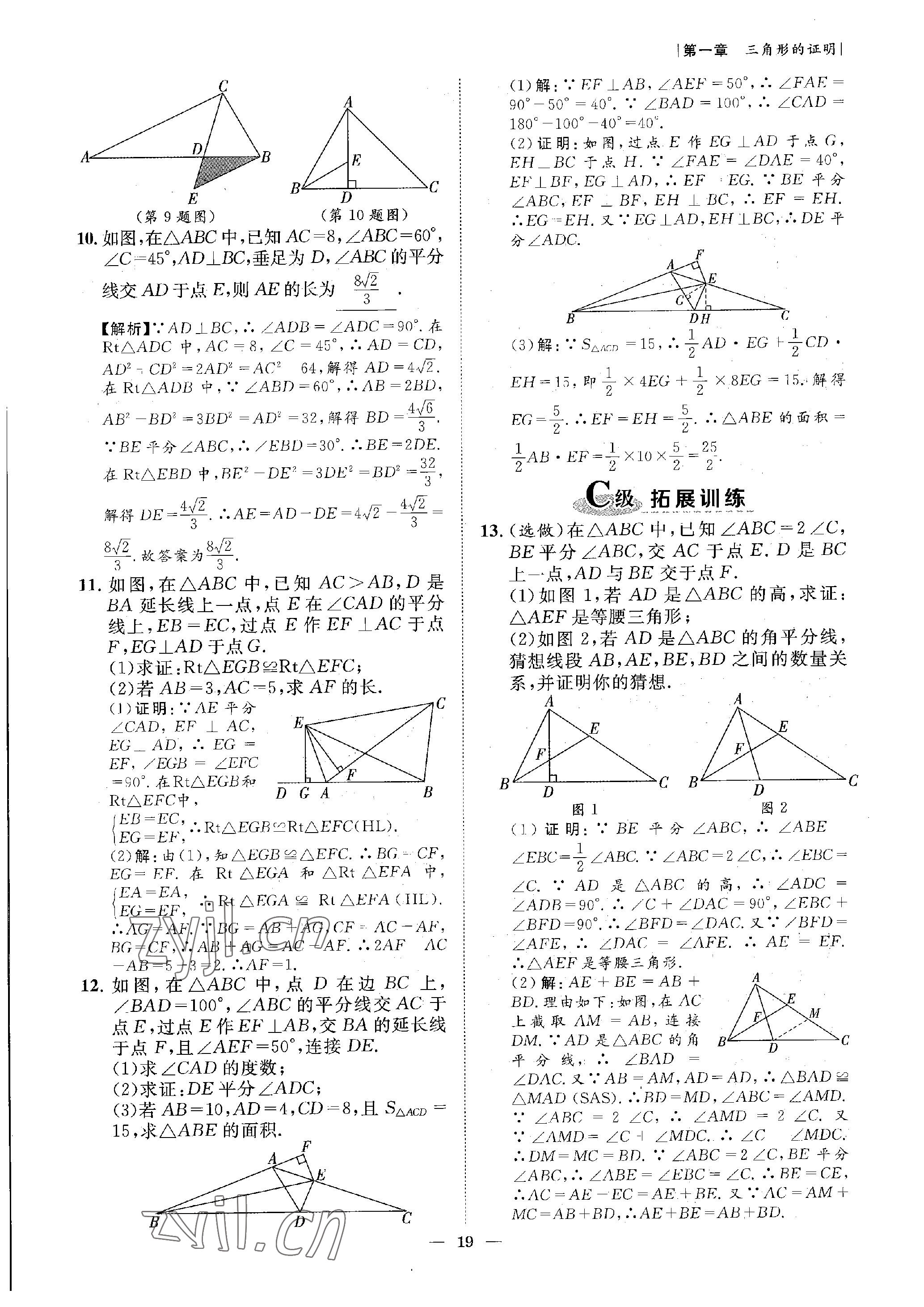 2023年課外培優(yōu)分層訓(xùn)練初數(shù)一號(hào)八年級(jí)數(shù)學(xué)下冊(cè)北師大版 參考答案第19頁(yè)