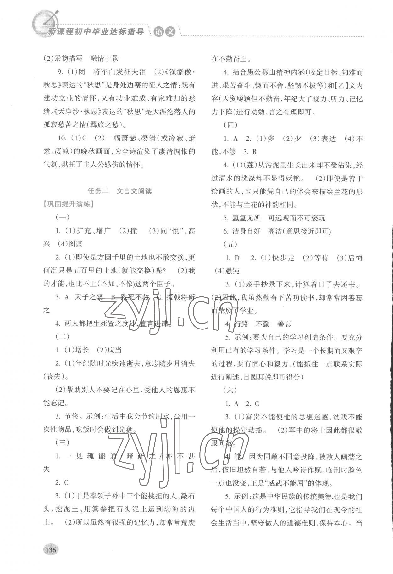 2023年新課程初中畢業(yè)達(dá)標(biāo)指導(dǎo)中考語(yǔ)文 參考答案第7頁(yè)