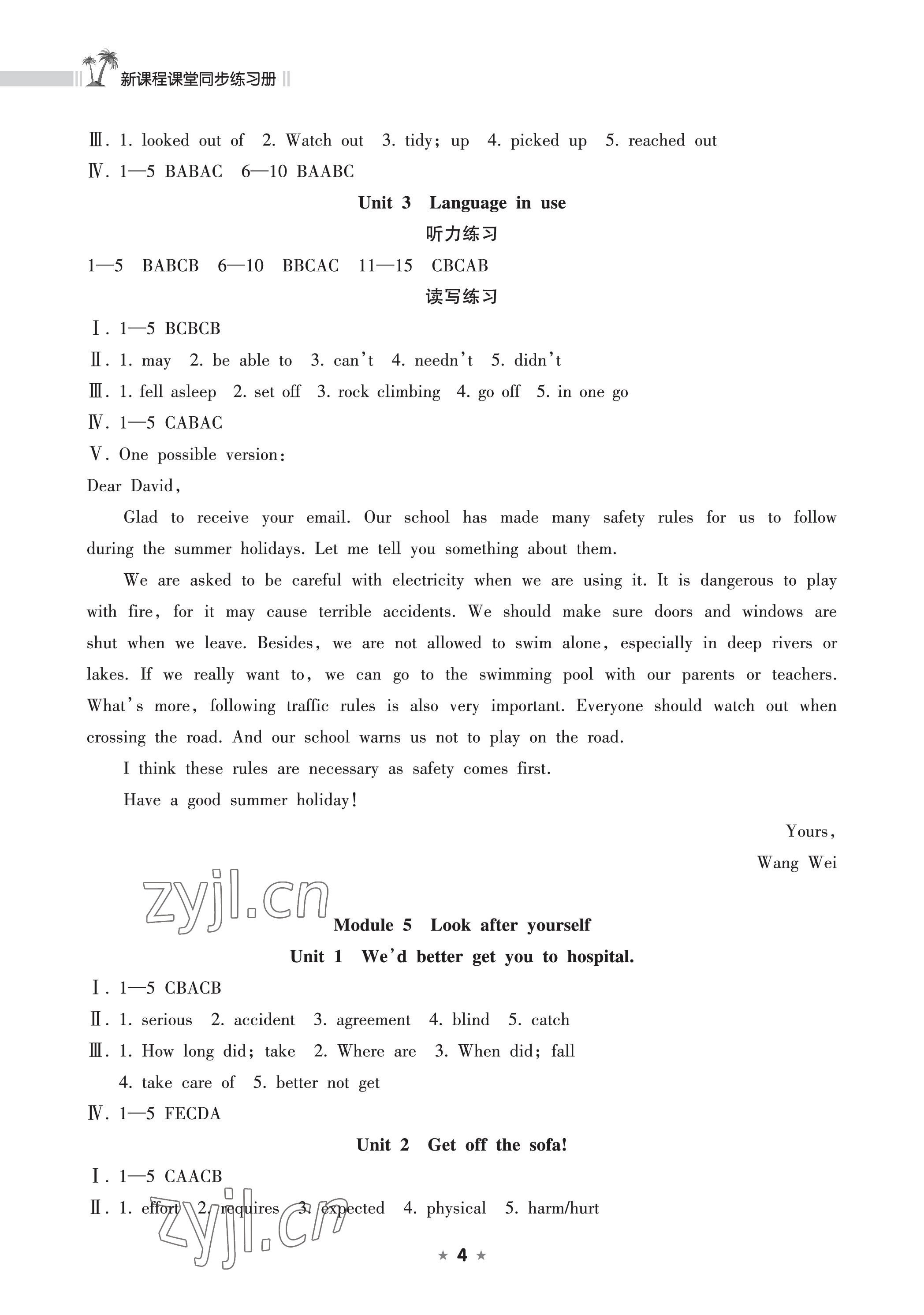 2023年新課程課堂同步練習(xí)冊九年級英語下冊外研版 參考答案第4頁