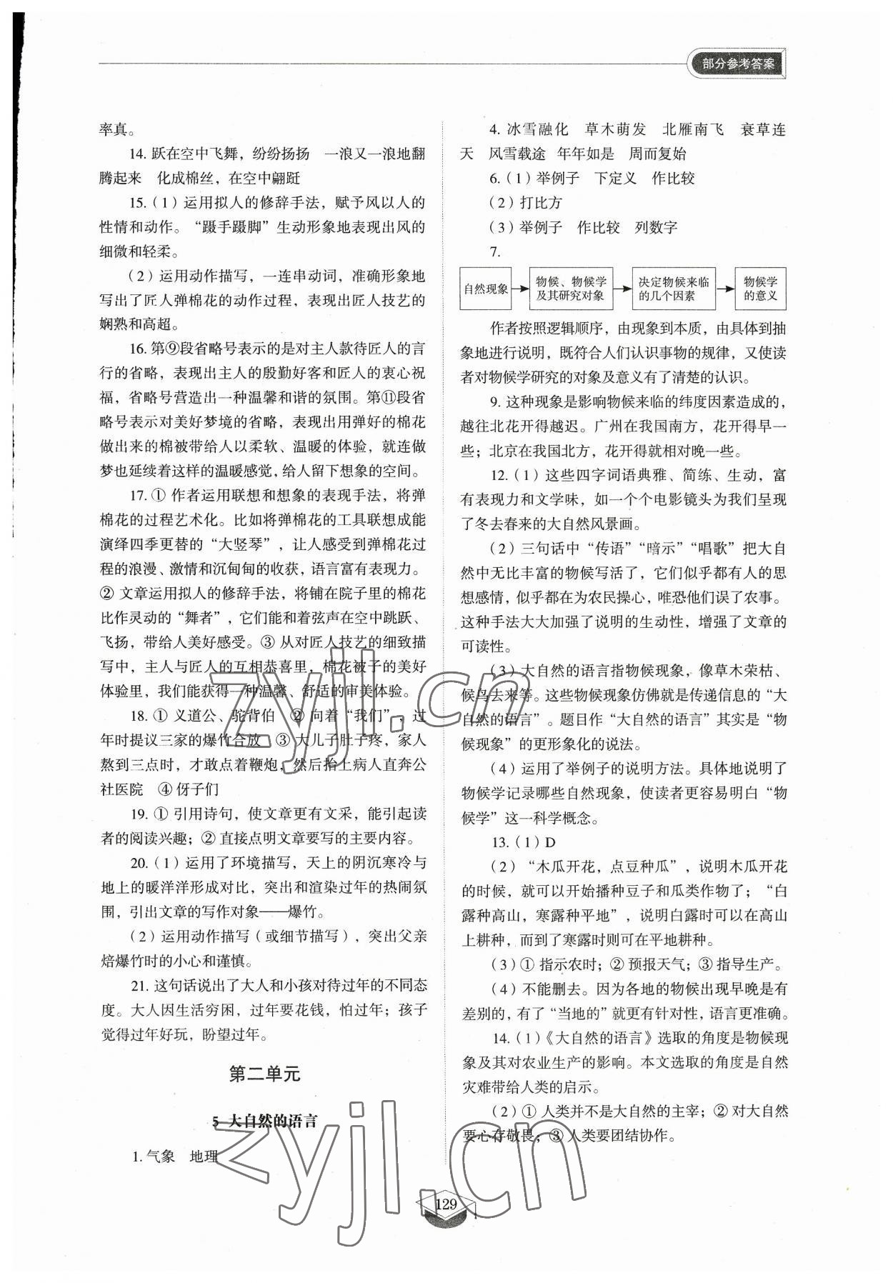 2023年同步練習(xí)冊八年級語文下冊人教版54制山東教育出版社 參考答案第4頁