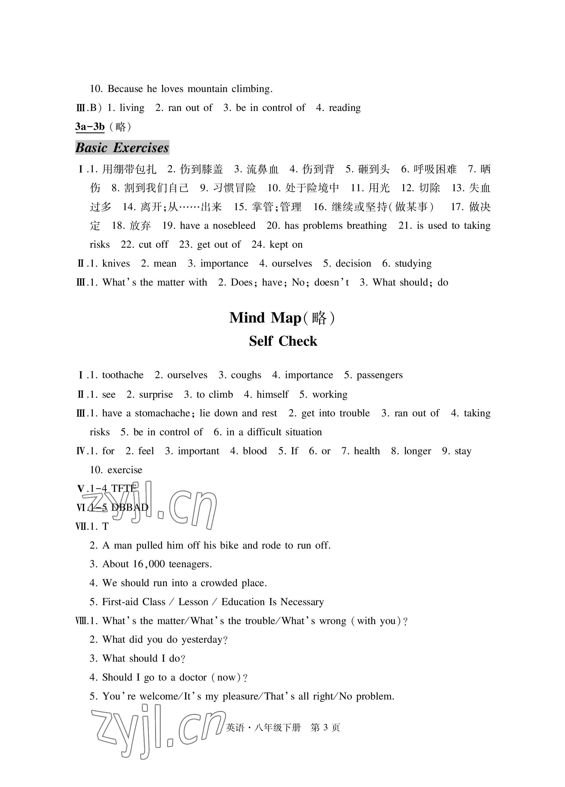 2023年自主學(xué)習(xí)指導(dǎo)課程與測試八年級英語下冊人教版 參考答案第3頁