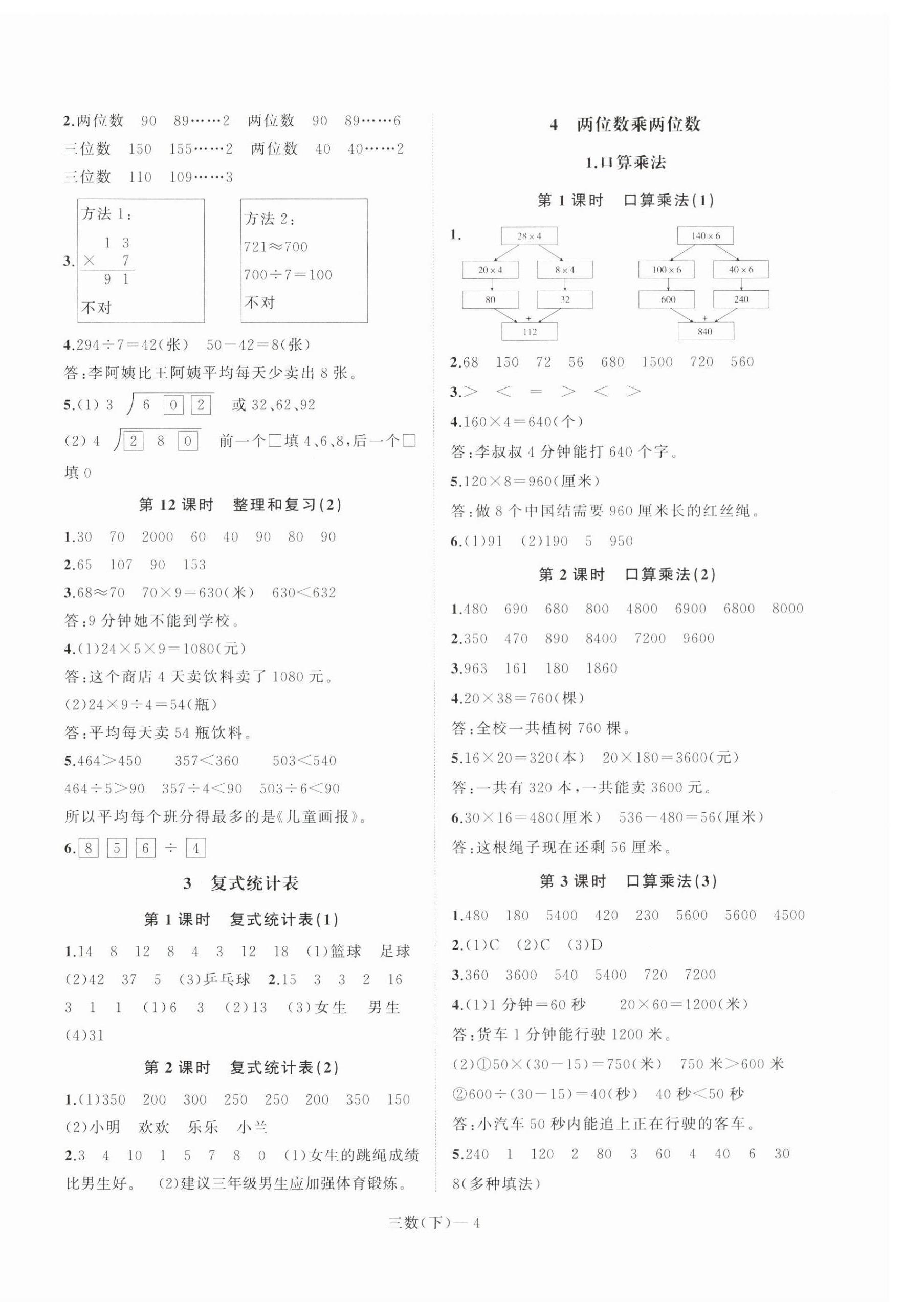 2023年小學(xué)學(xué)習(xí)好幫手三年級(jí)數(shù)學(xué)下冊(cè)人教版 第4頁(yè)