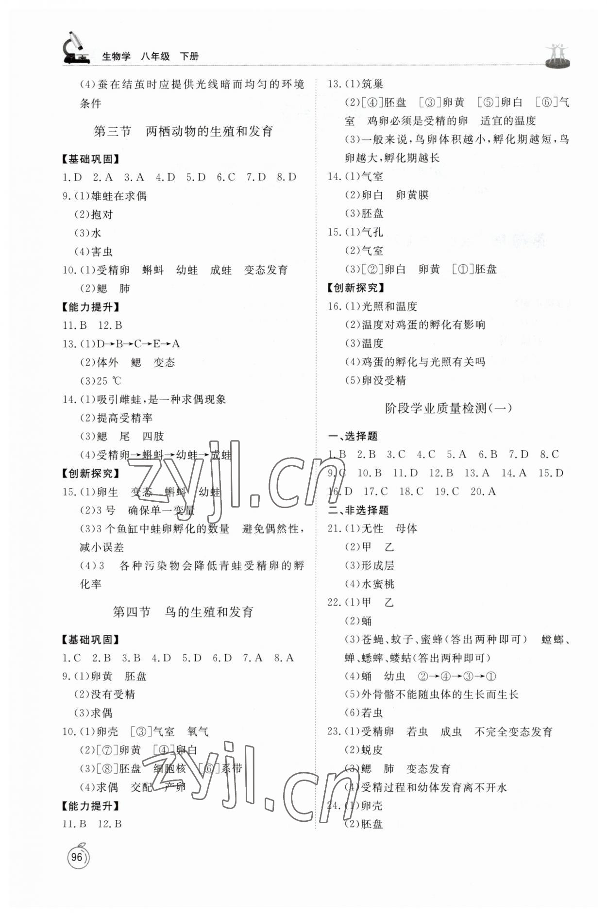 2023年同步練習(xí)冊山東友誼出版社八年級生物下冊人教版 第2頁