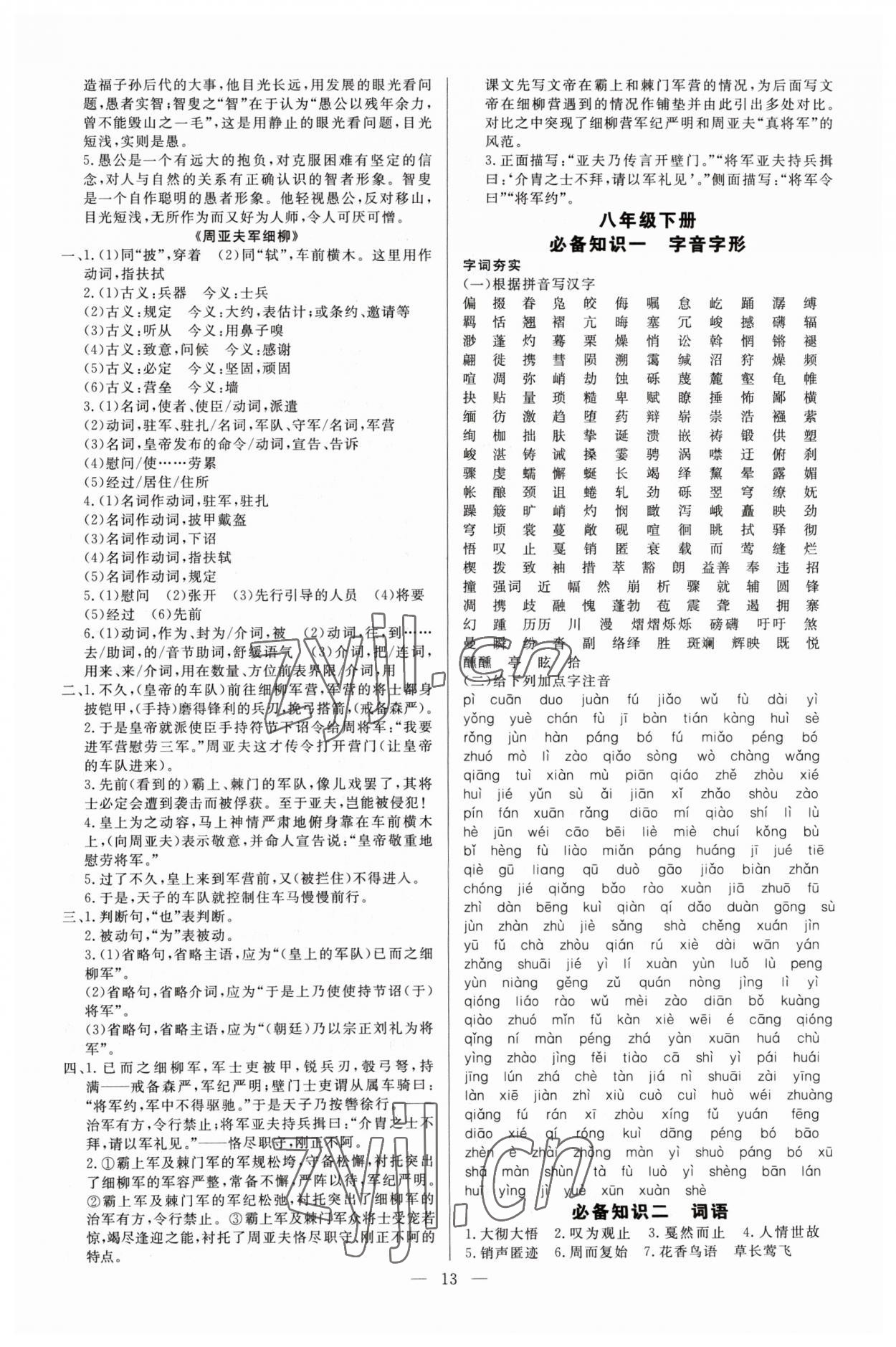 2023年高效備考語文 參考答案第13頁(yè)