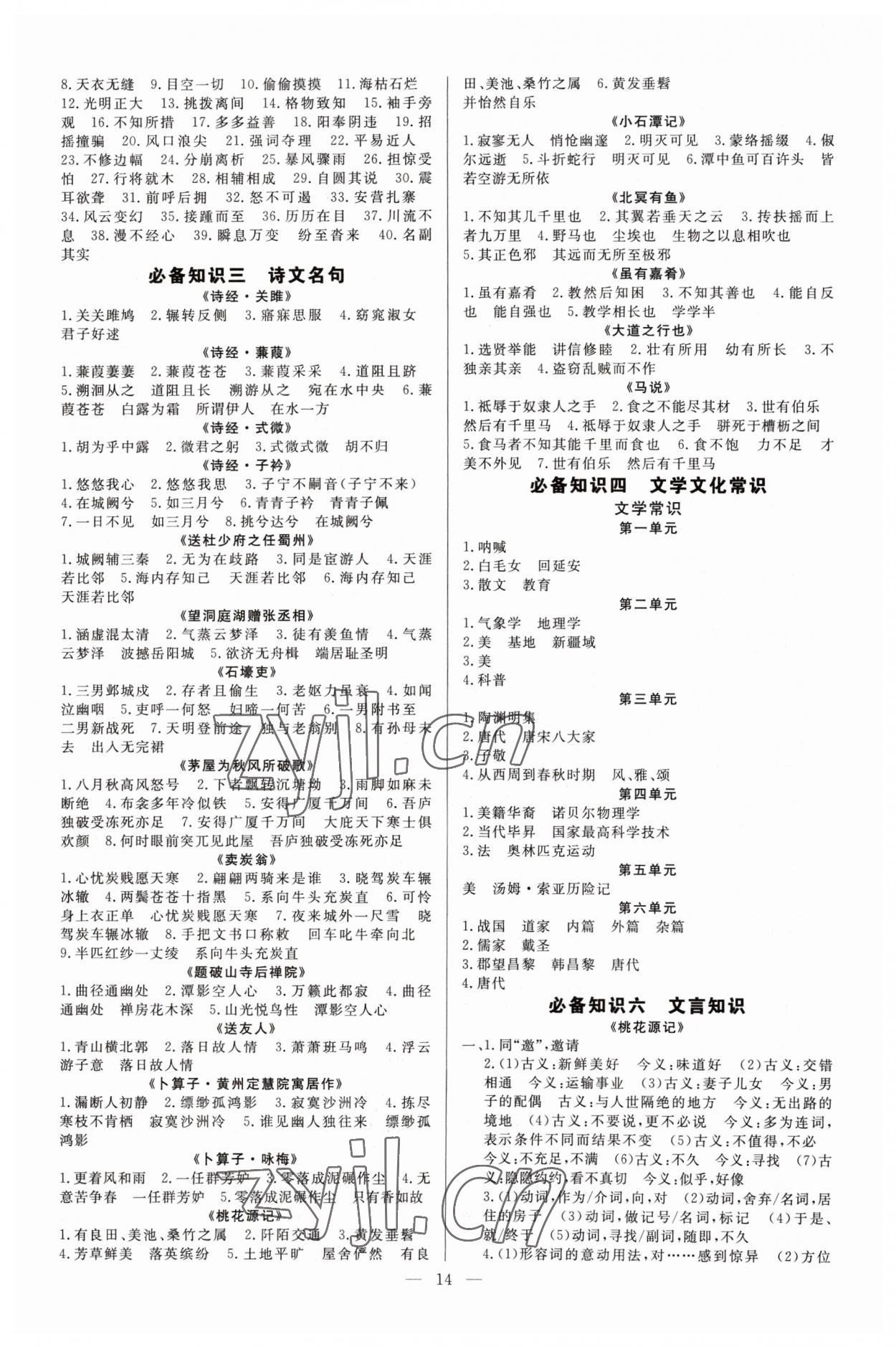 2023年高效備考語文 參考答案第14頁