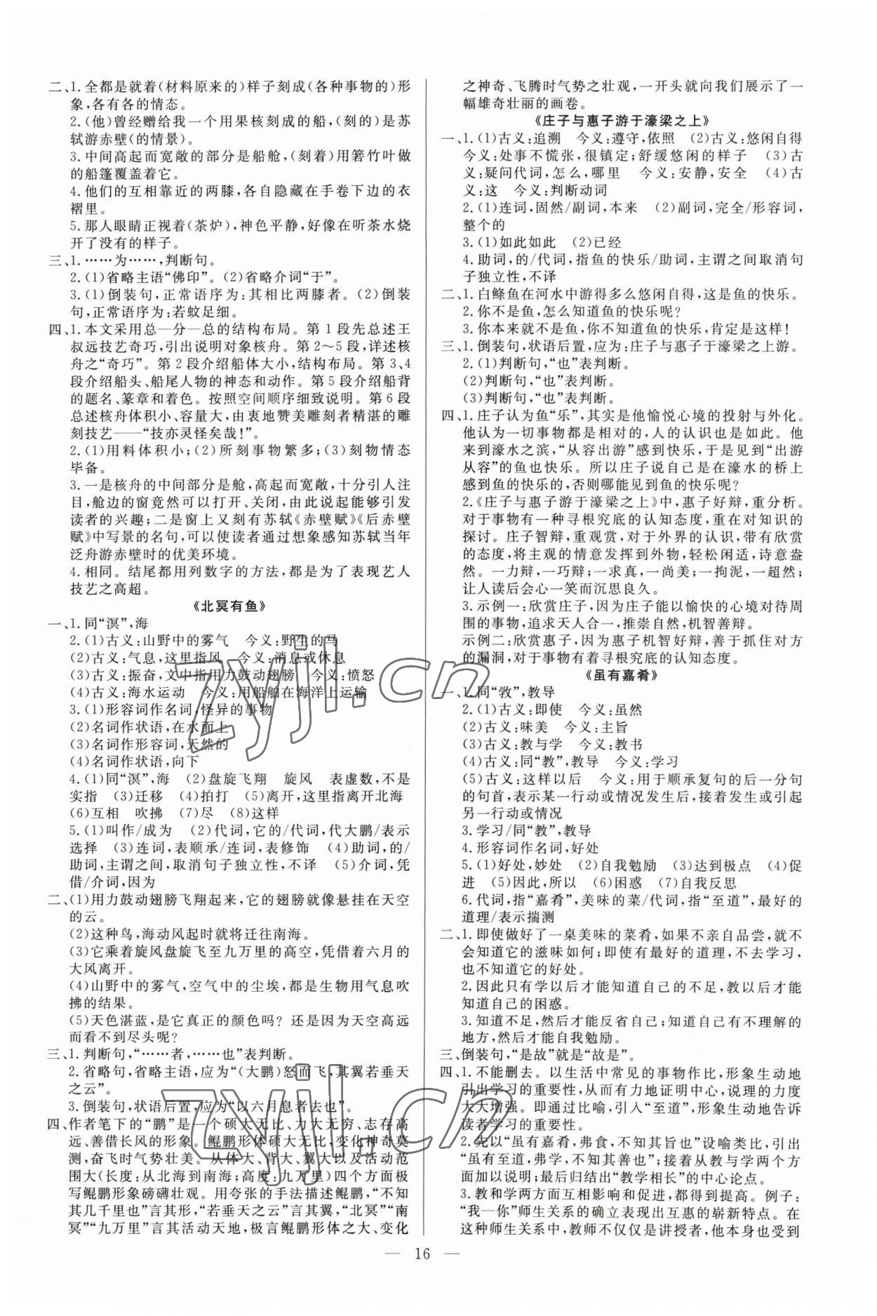 2023年高效備考語文 參考答案第16頁