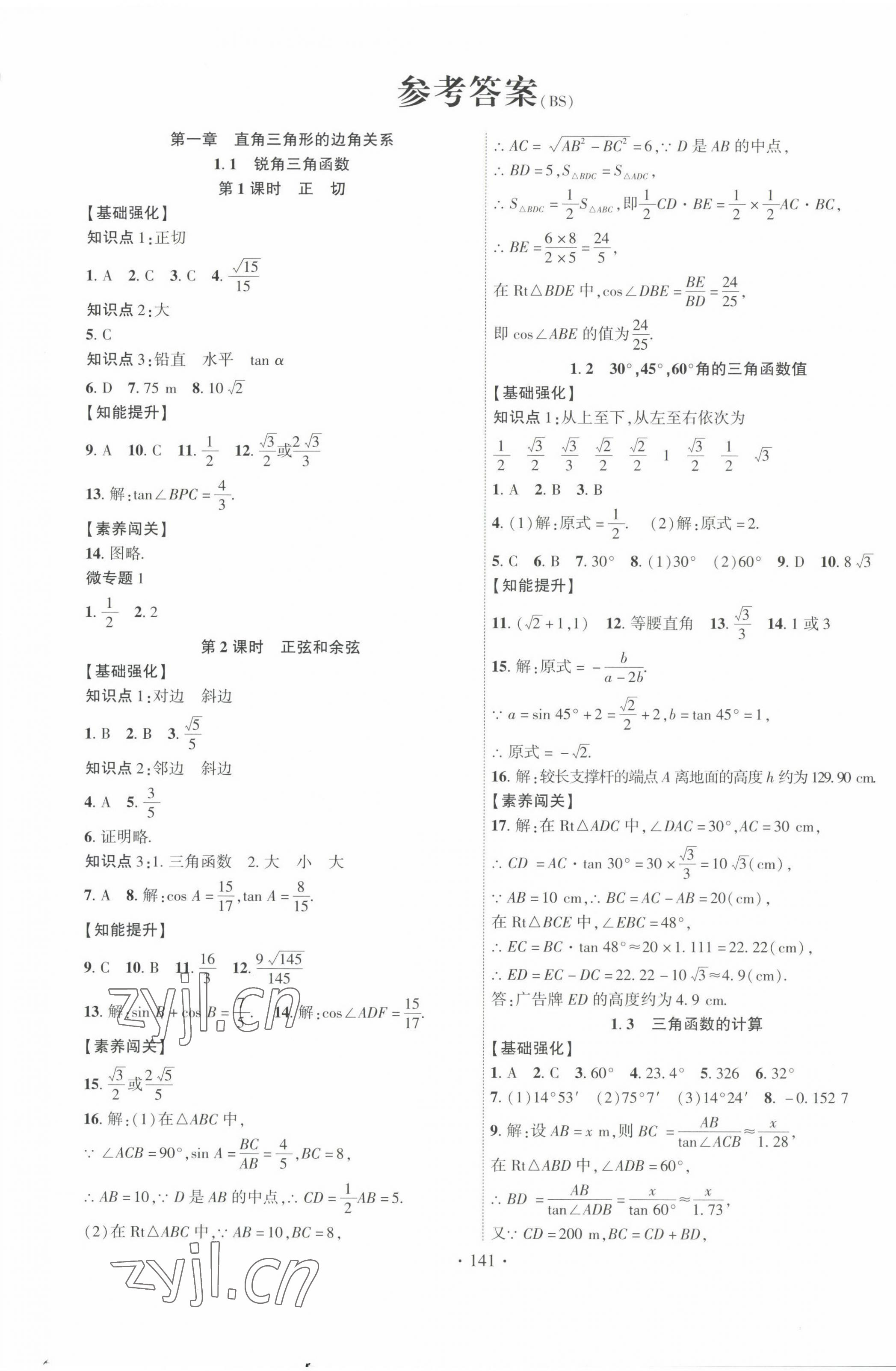 2023年暢優(yōu)新課堂九年級數(shù)學下冊北師大版江西專版 第1頁