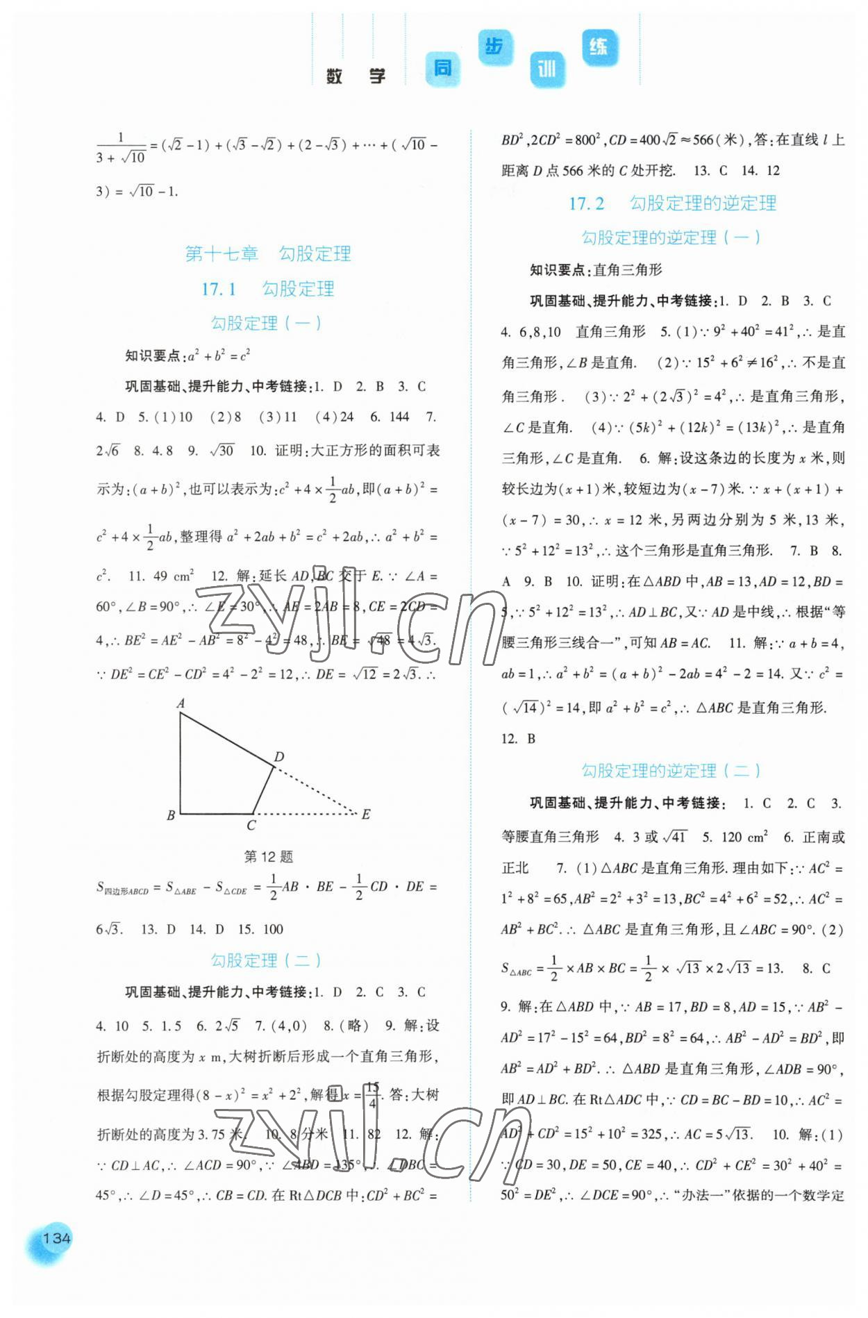 2023年同步训练河北人民出版社八年级数学下册人教版 第2页