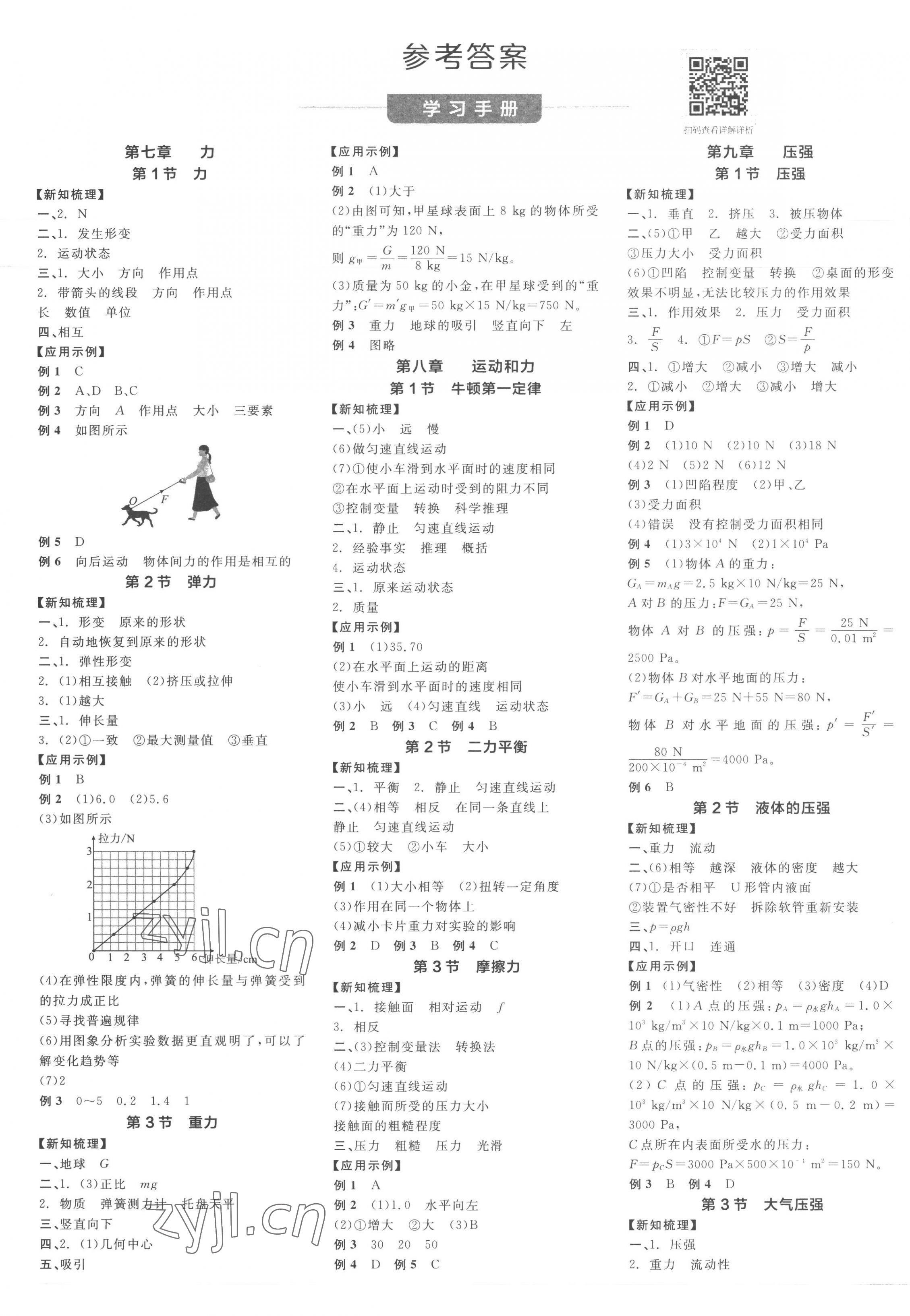 2023年全品学练考八年级物理下册人教版广东专版 第1页