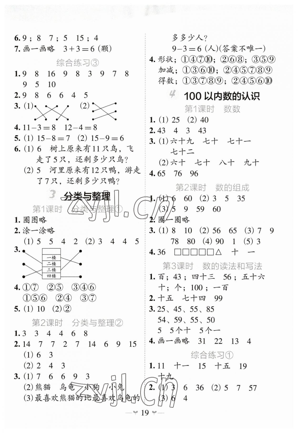 2023年課堂小作業(yè)一年級(jí)數(shù)學(xué)下冊(cè)人教版 第3頁(yè)