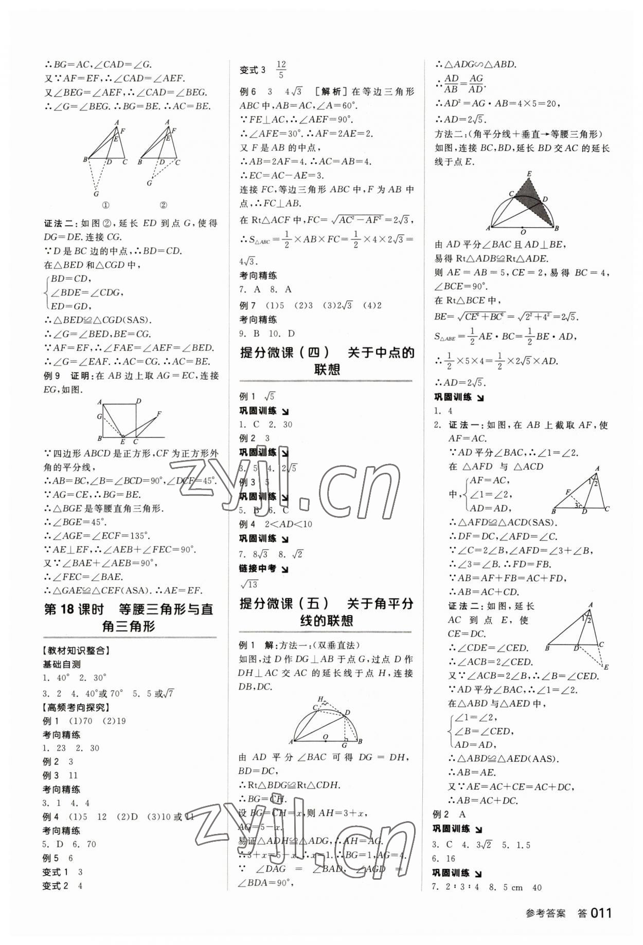 2023年全品中考復(fù)習(xí)方案數(shù)學(xué)甘肅專(zhuān)版 參考答案第10頁(yè)