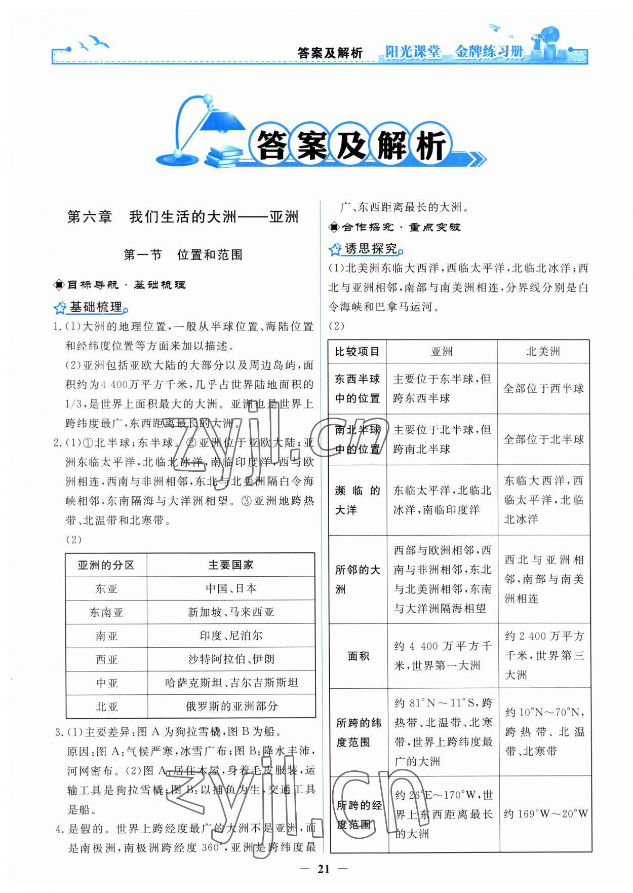 2023年陽光課堂金牌練習(xí)冊七年級地理下冊人教版 第1頁