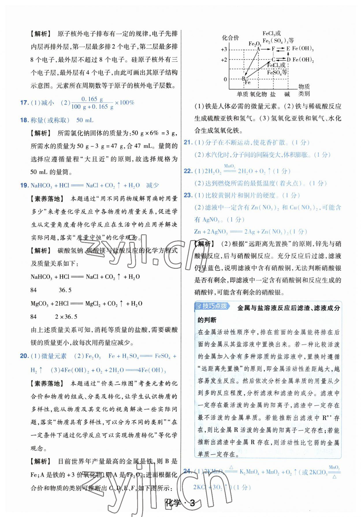 2023年金考卷中考45套匯編化學(xué)河南專版紫色封面 參考答案第3頁