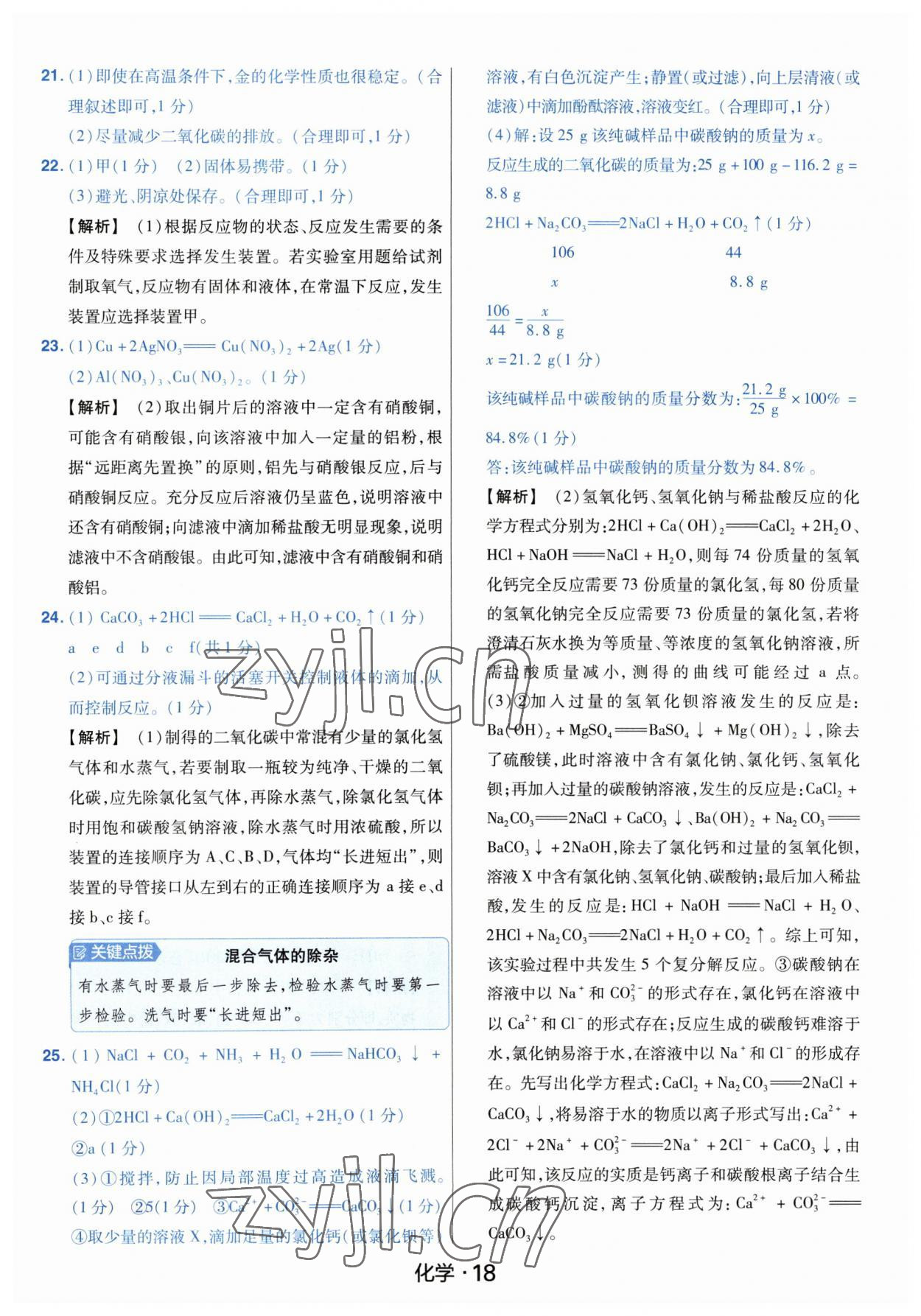 2023年金考卷中考45套匯編化學(xué)河南專版紫色封面 參考答案第18頁