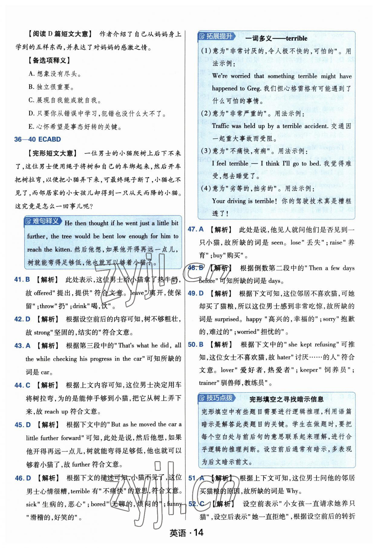 2023年金考卷中考45套匯編英語紫色封面 參考答案第14頁