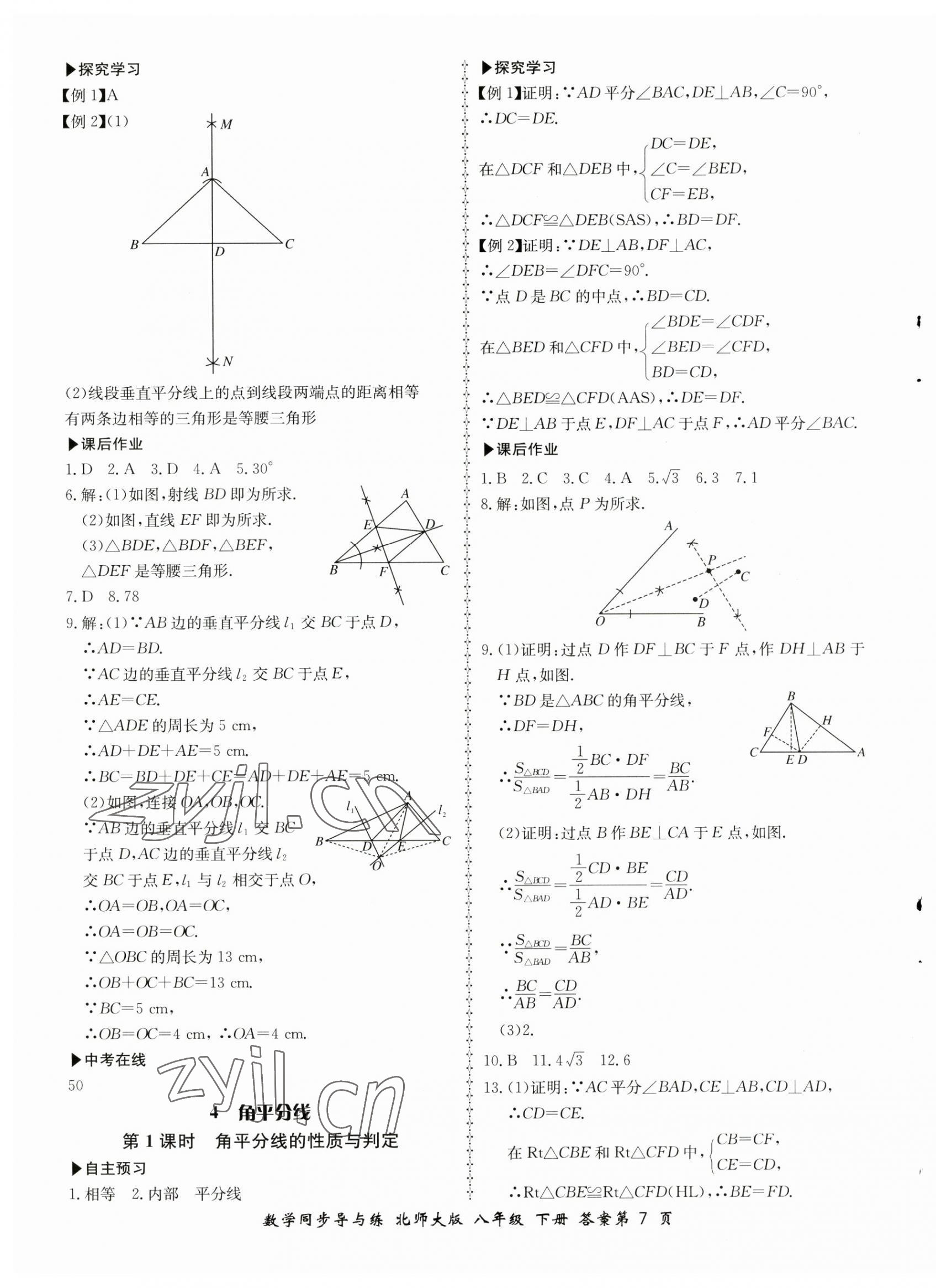 2023年新學(xué)案同步導(dǎo)與練八年級數(shù)學(xué)下冊北師大版 第7頁