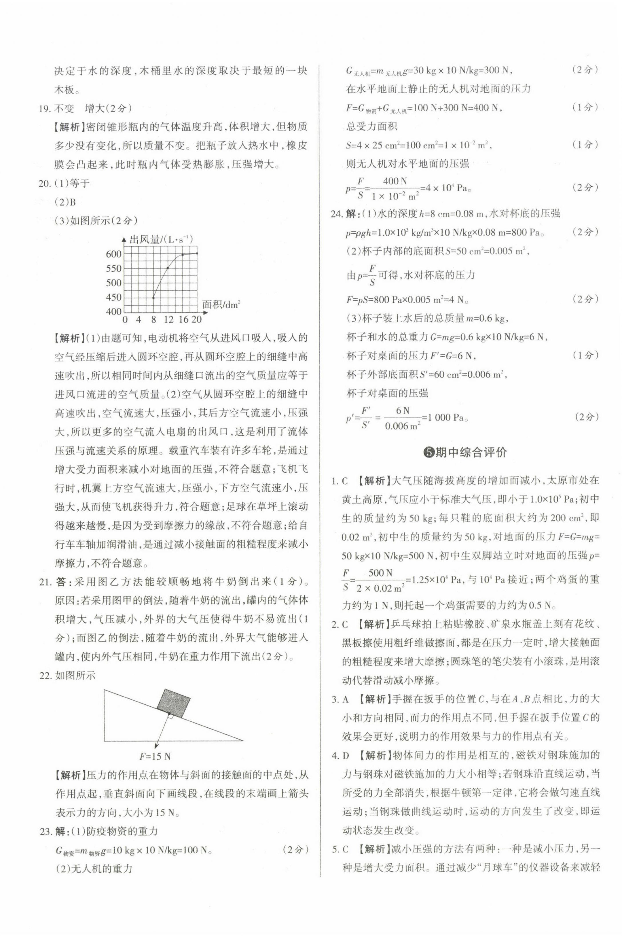 2023年山西名師原創(chuàng)試卷八年級物理下冊人教版 參考答案第8頁