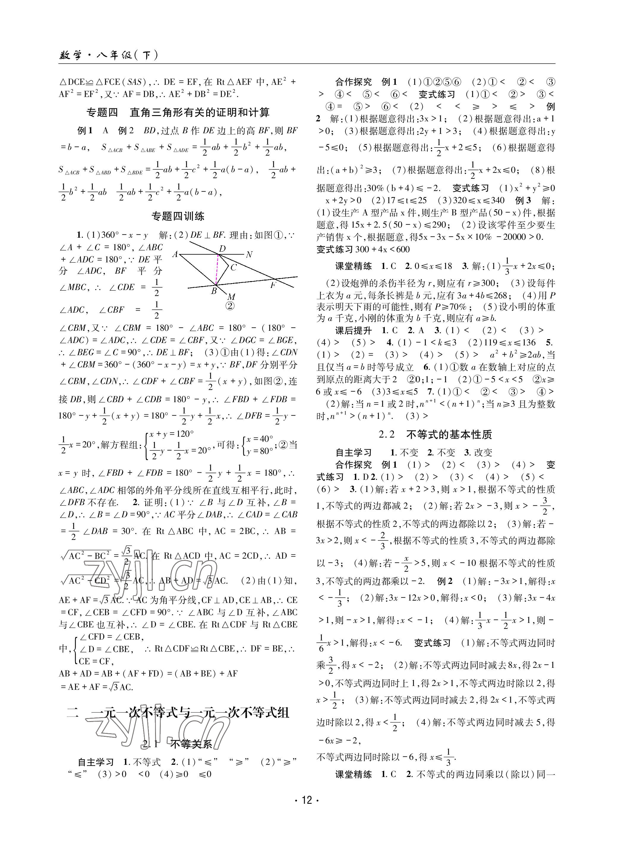 2023年理科愛好者八年級數(shù)學下冊北師大版第22期 參考答案第11頁