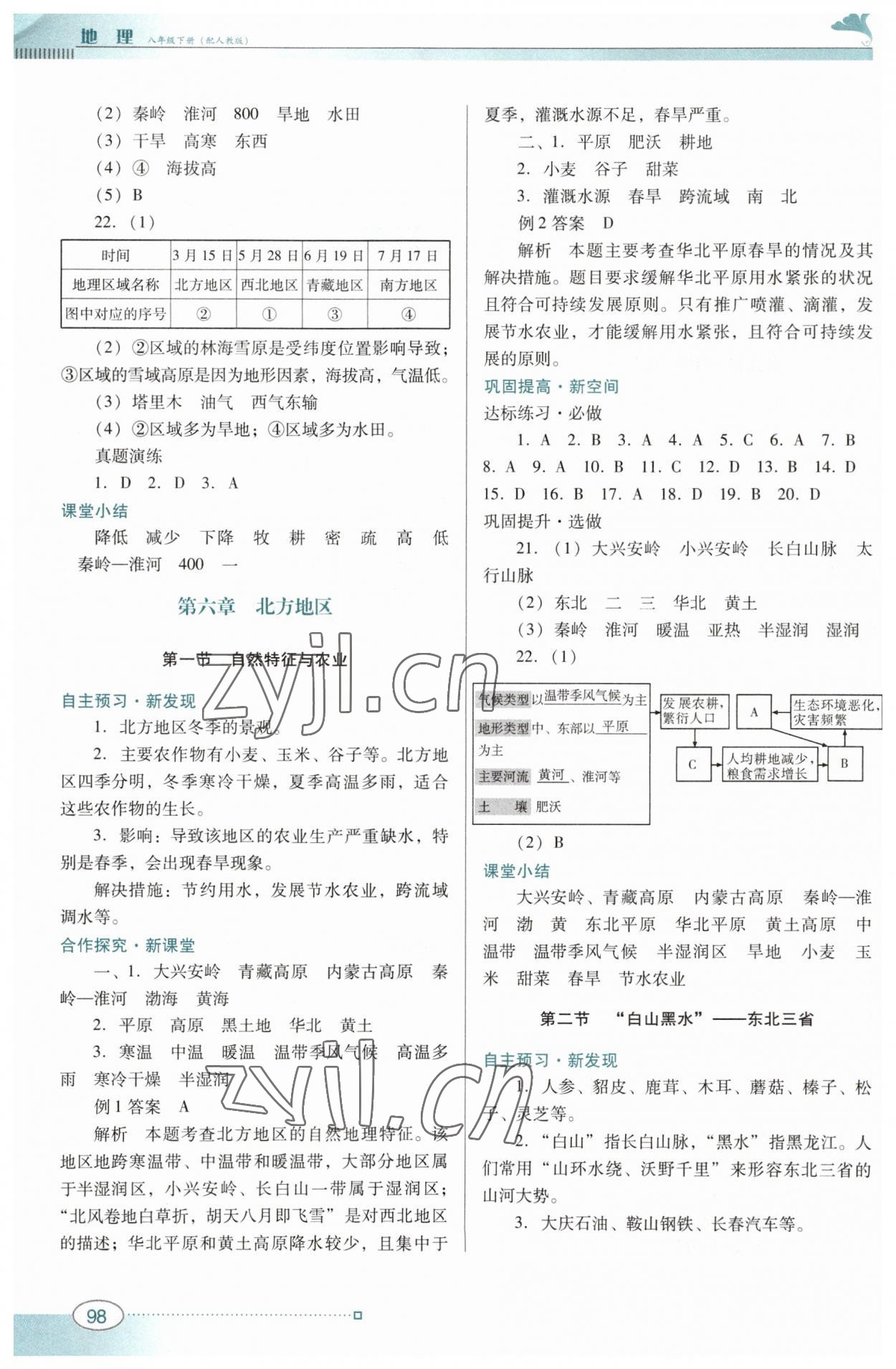 2023年南方新課堂金牌學案八年級地理下冊人教版 參考答案第2頁