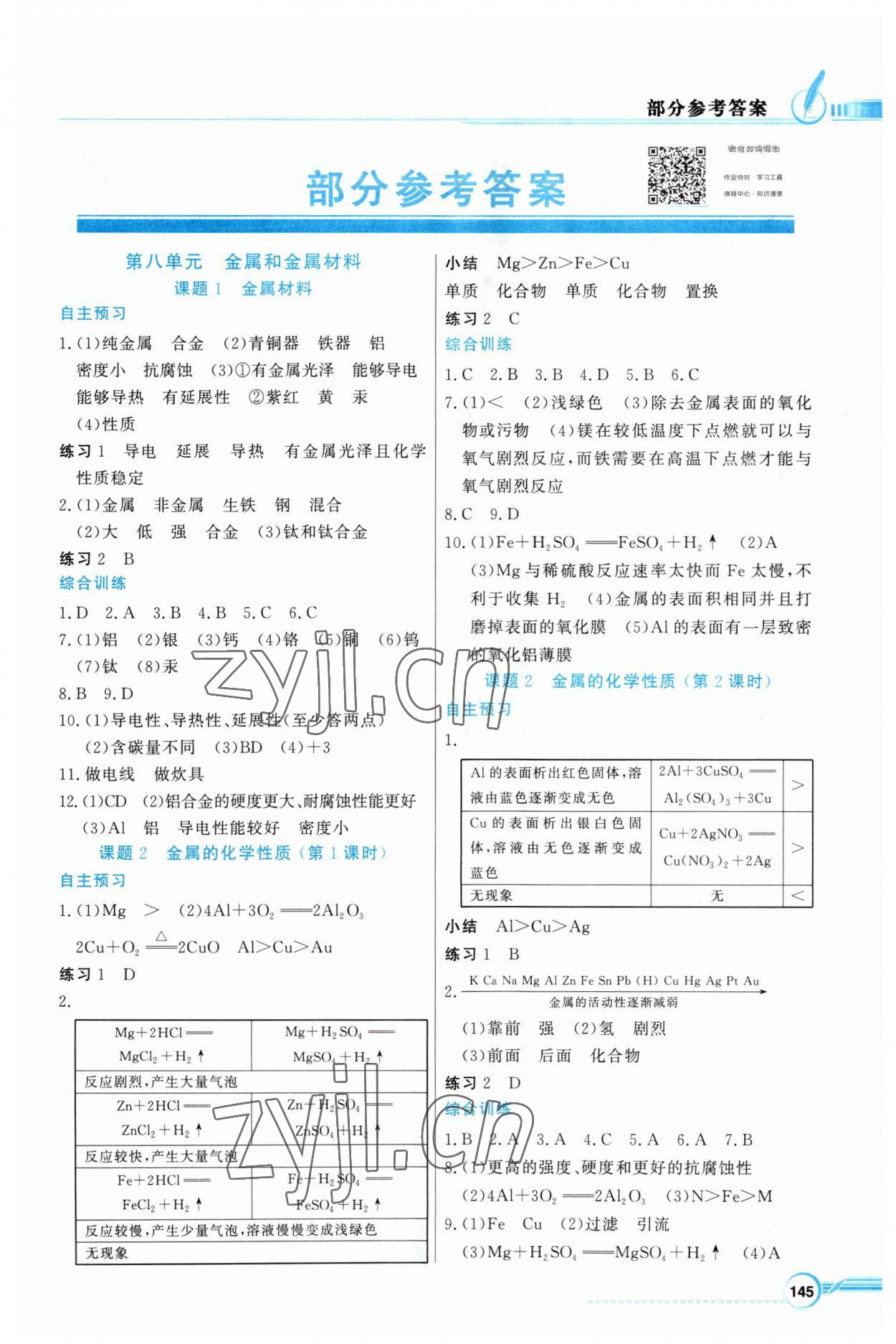 2023年同步導(dǎo)學(xué)與優(yōu)化訓(xùn)練九年級化學(xué)下冊人教版 第1頁