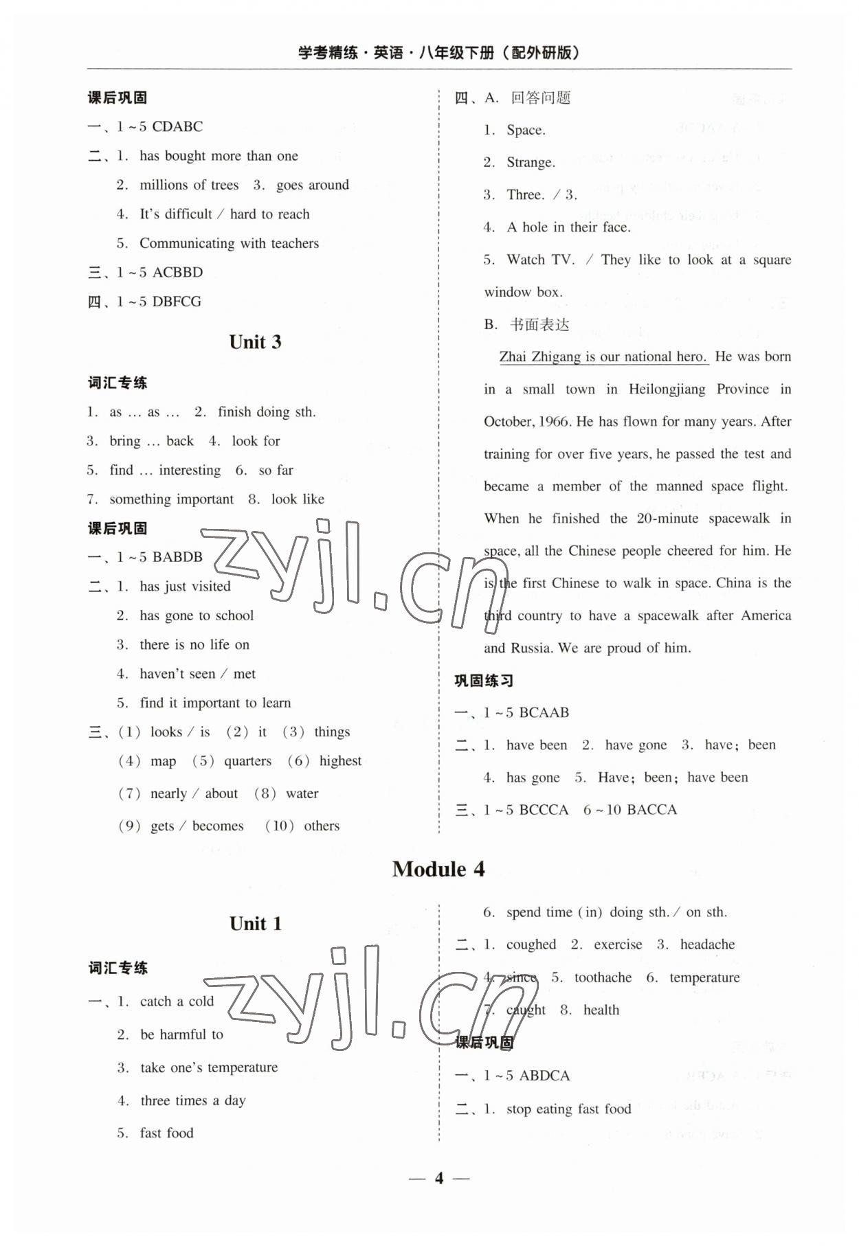 2023年南粤学典学考精练八年级英语下册外研版 第4页