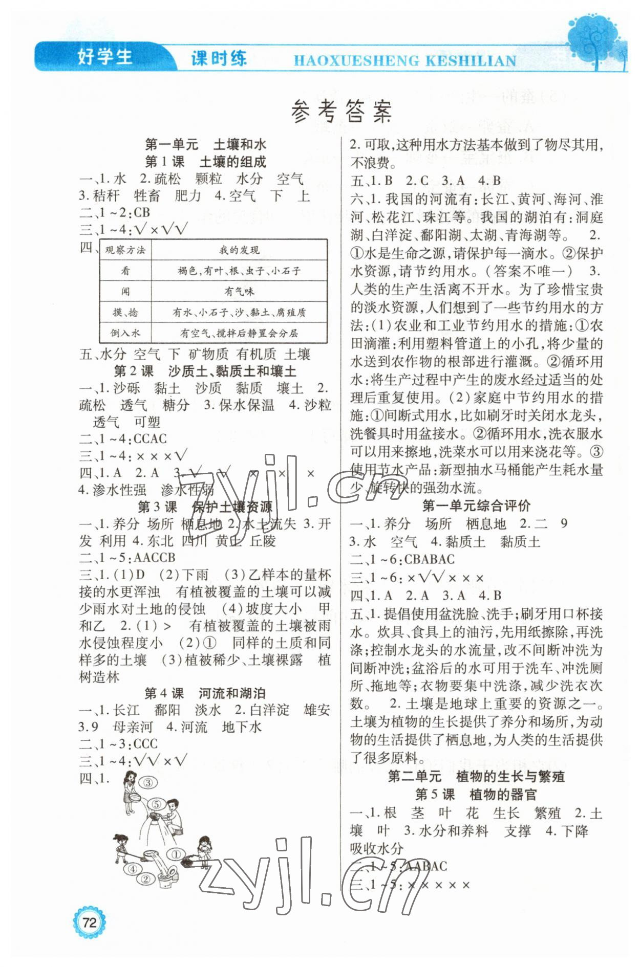 2023年好學(xué)生課時(shí)練四年級(jí)科學(xué)下冊(cè)冀教版 參考答案第1頁