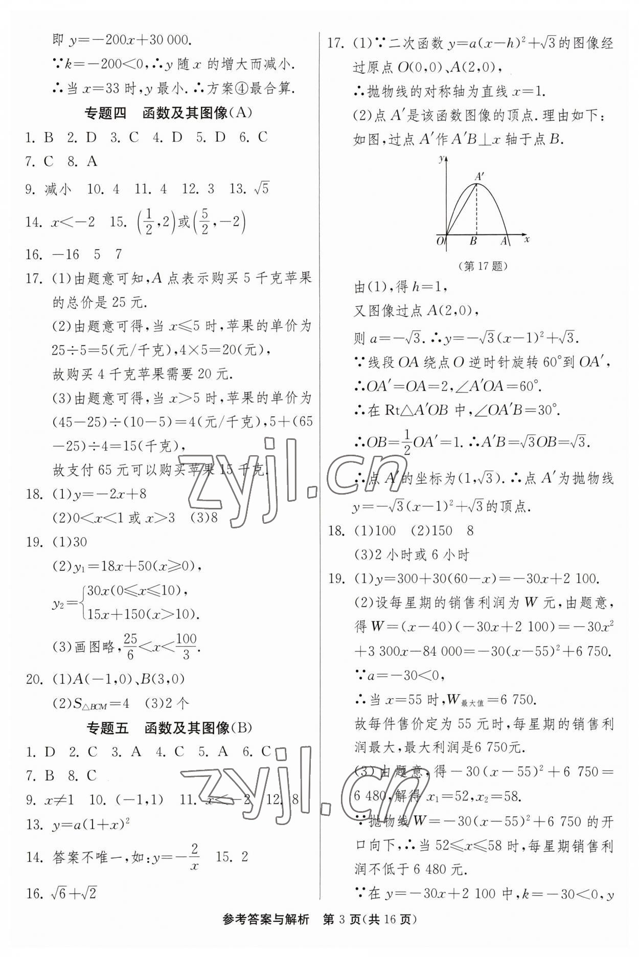 2023年中考復(fù)習(xí)指南中考專題強(qiáng)化訓(xùn)練卷數(shù)學(xué) 第3頁