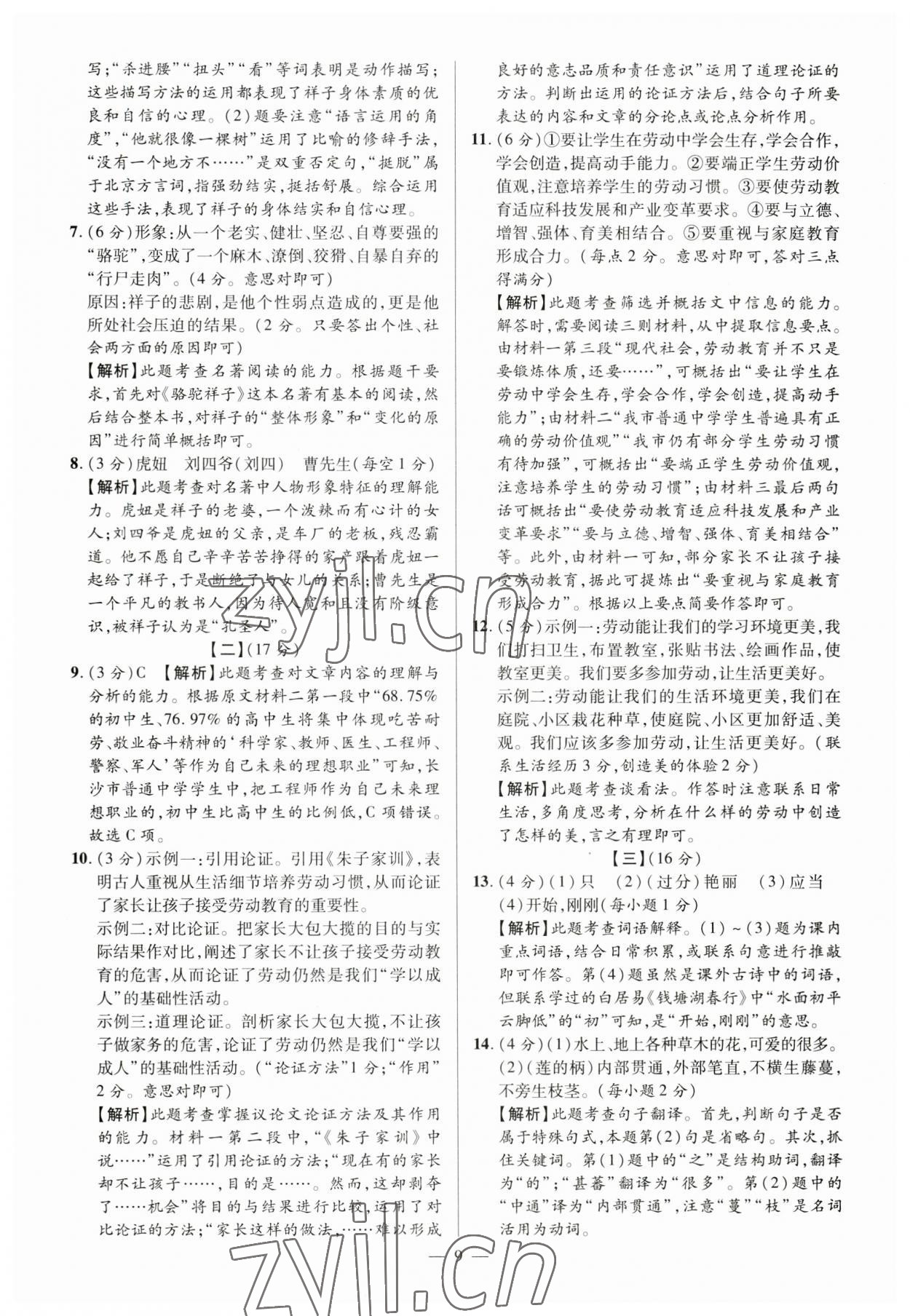 2023年練客中考真題精選語(yǔ)文中考人教版安徽專版&nbsp;參考答案第8頁(yè)