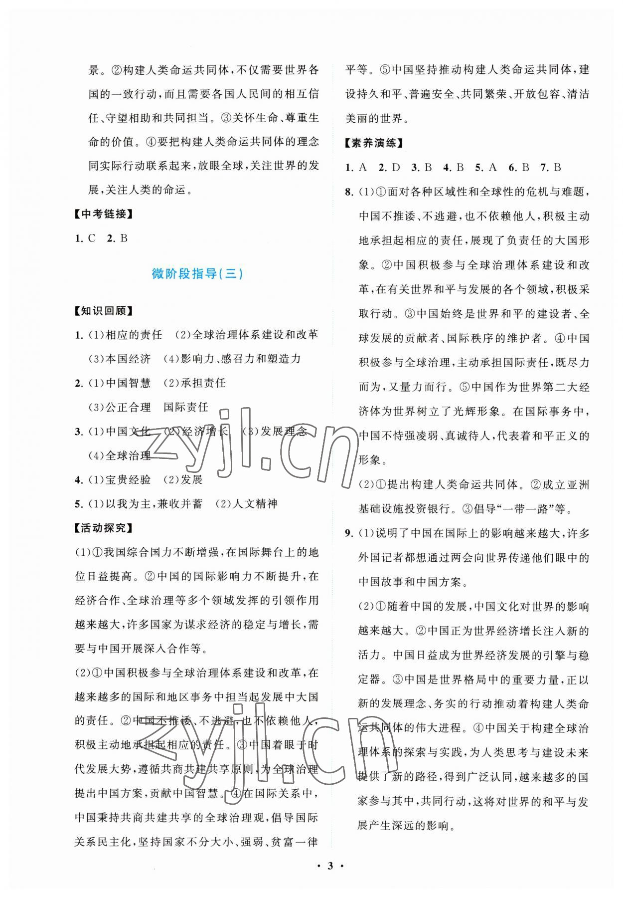 2023年同步練習(xí)冊(cè)分層卷九年級(jí)道德與法治下冊(cè)人教版陜西專版 第3頁(yè)