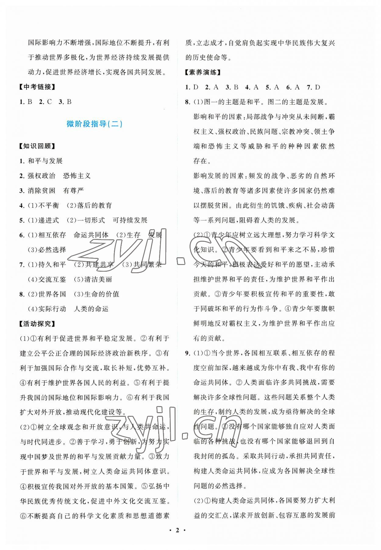 2023年同步練習(xí)冊(cè)分層卷九年級(jí)道德與法治下冊(cè)人教版陜西專版 第2頁