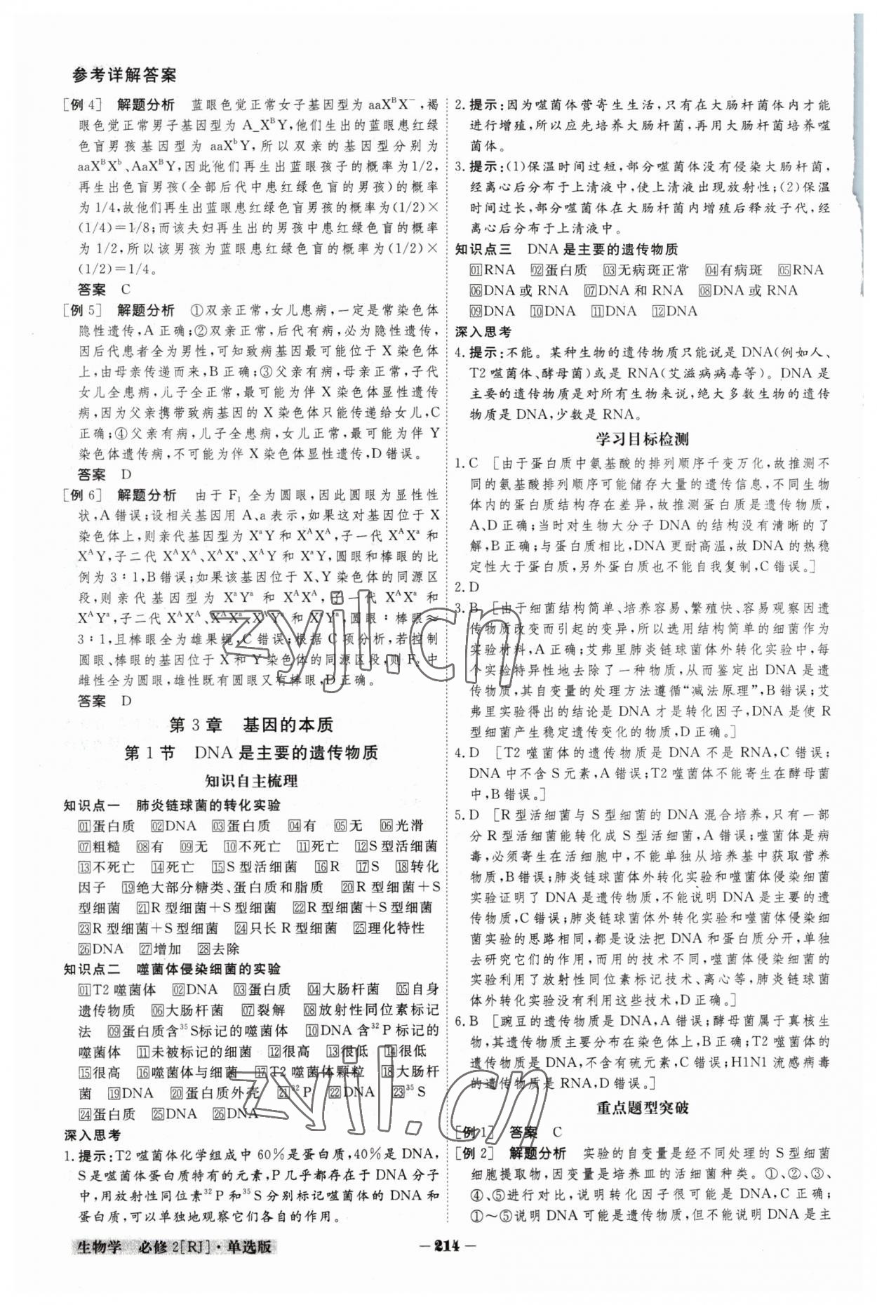 2023年金版教程高中新課程創(chuàng)新導(dǎo)學(xué)案高中生物必修2人教版 參考答案第11頁(yè)