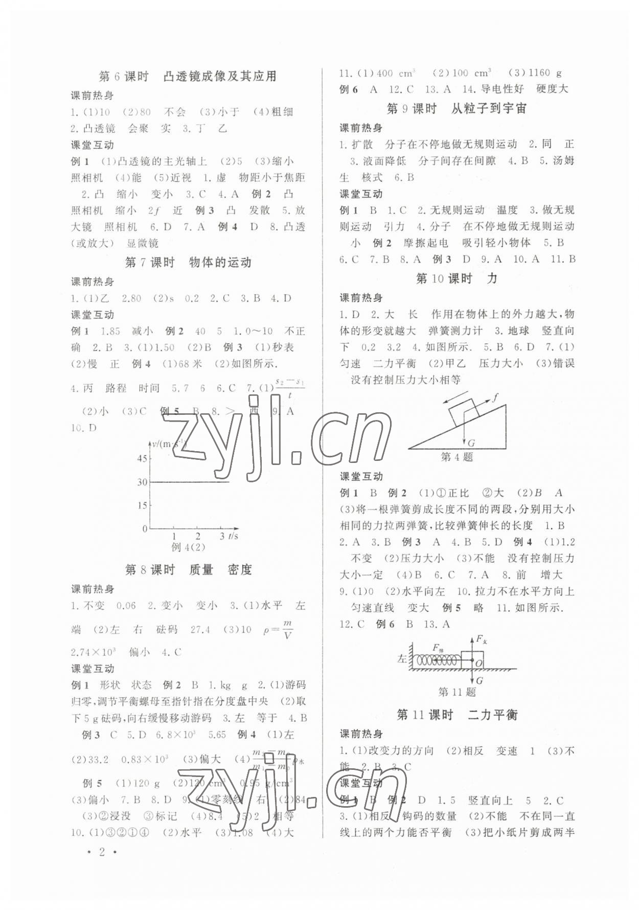 2023年贏在中考中考學案物理提升版江蘇專版 參考答案第2頁