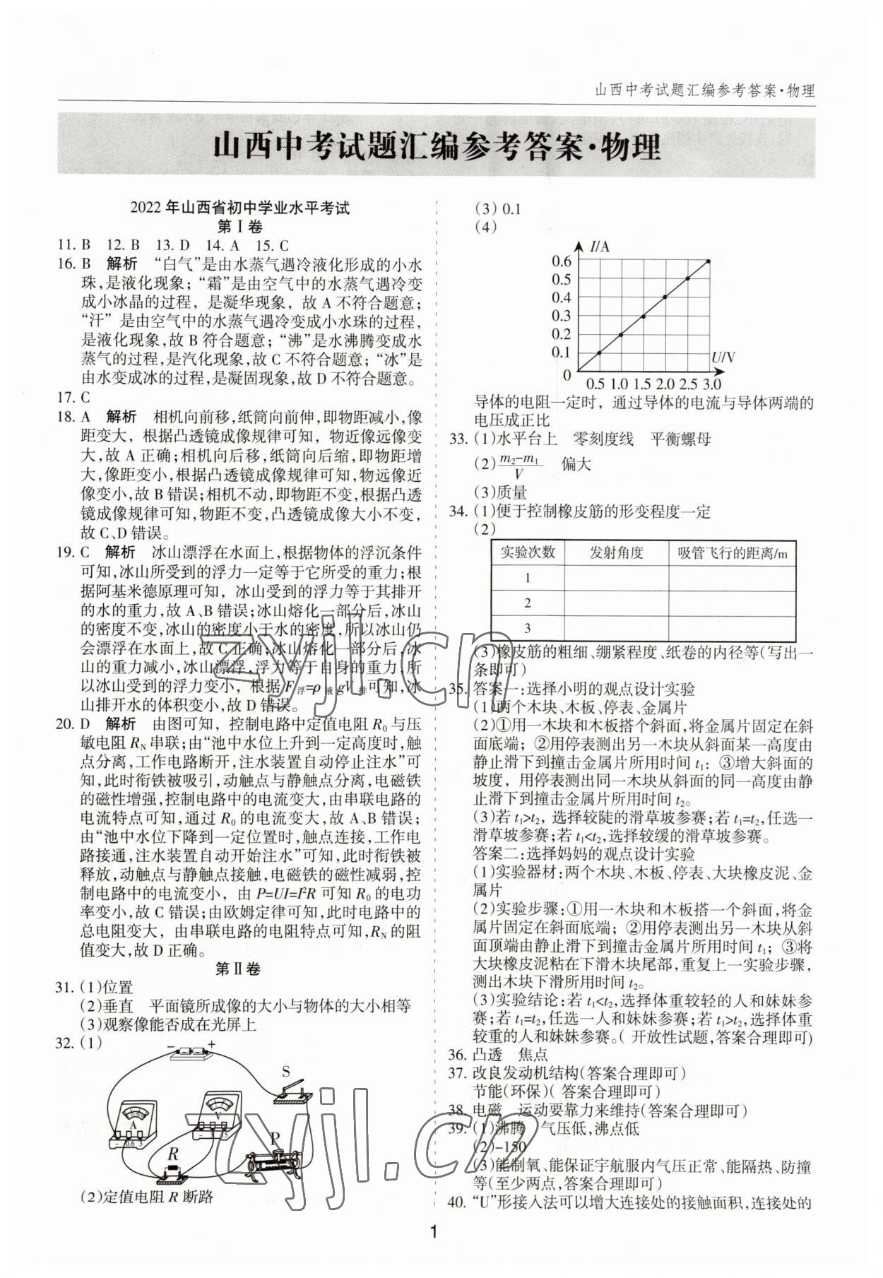2023年中考試題探究試題薈萃物理山西專版 第1頁