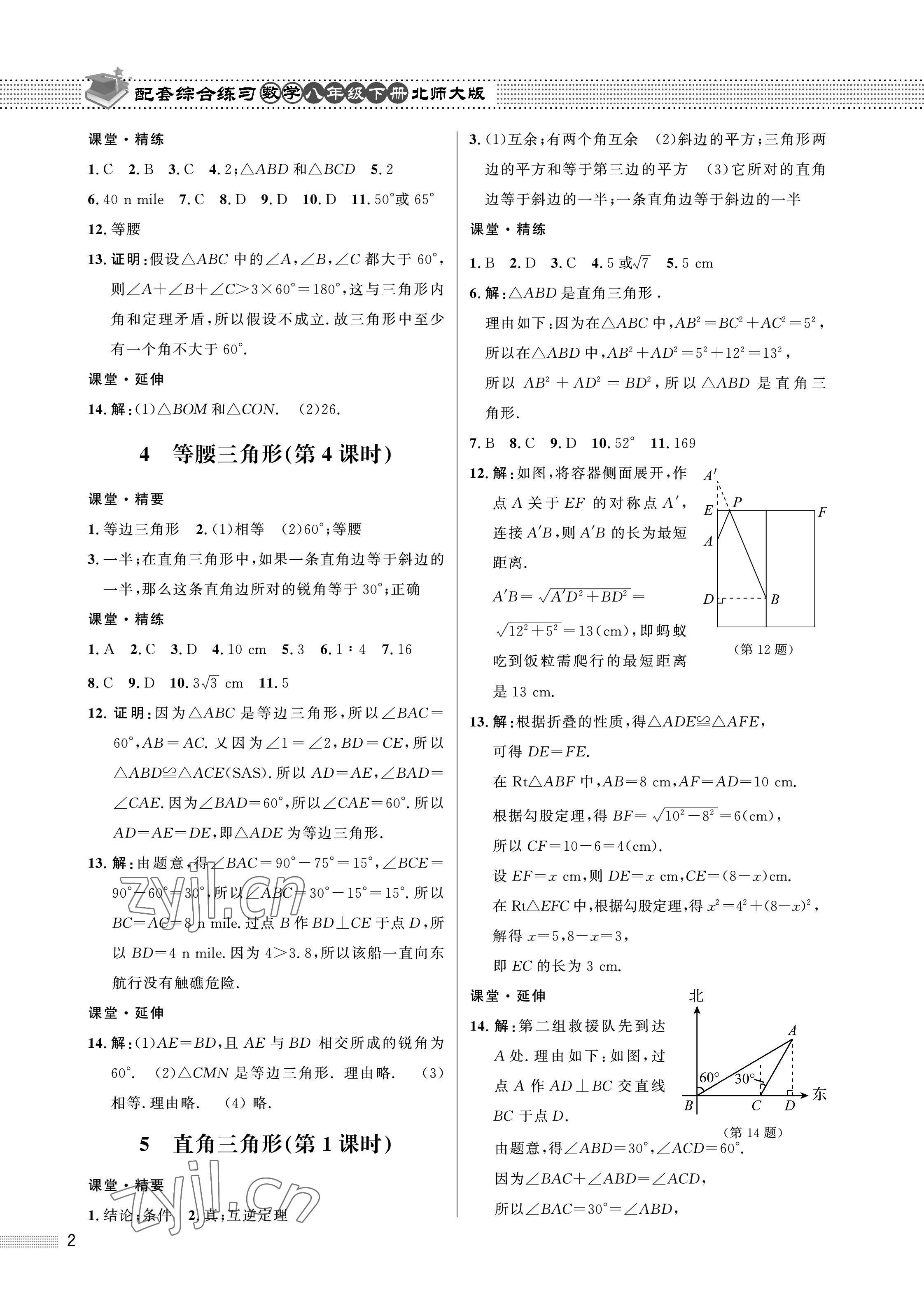 2023年配套综合练习甘肃八年级数学下册北师大版 第2页